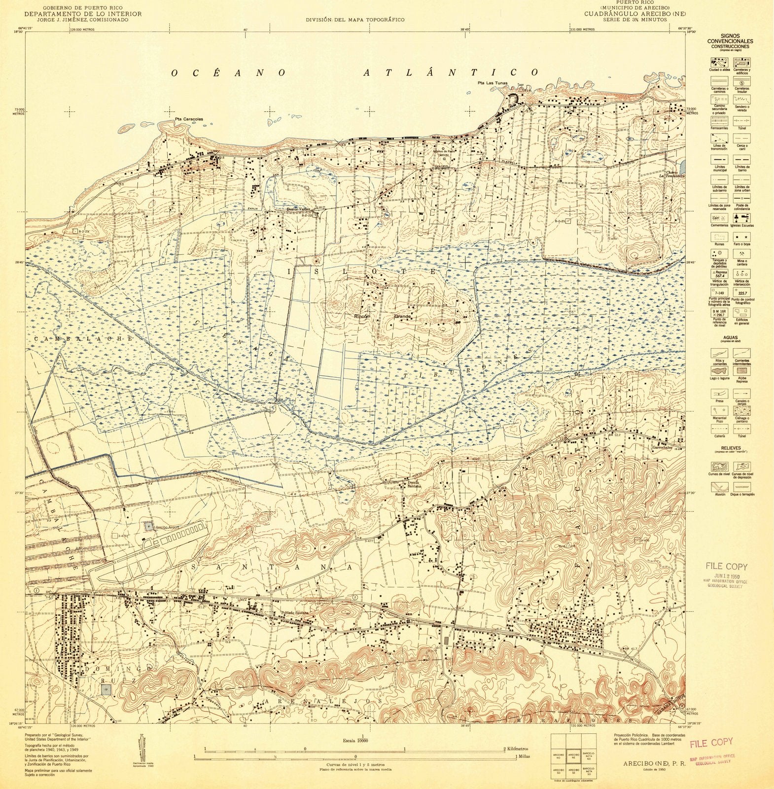 1950 Arecibo, PR - Puerto Rico - USGS Topographic Map