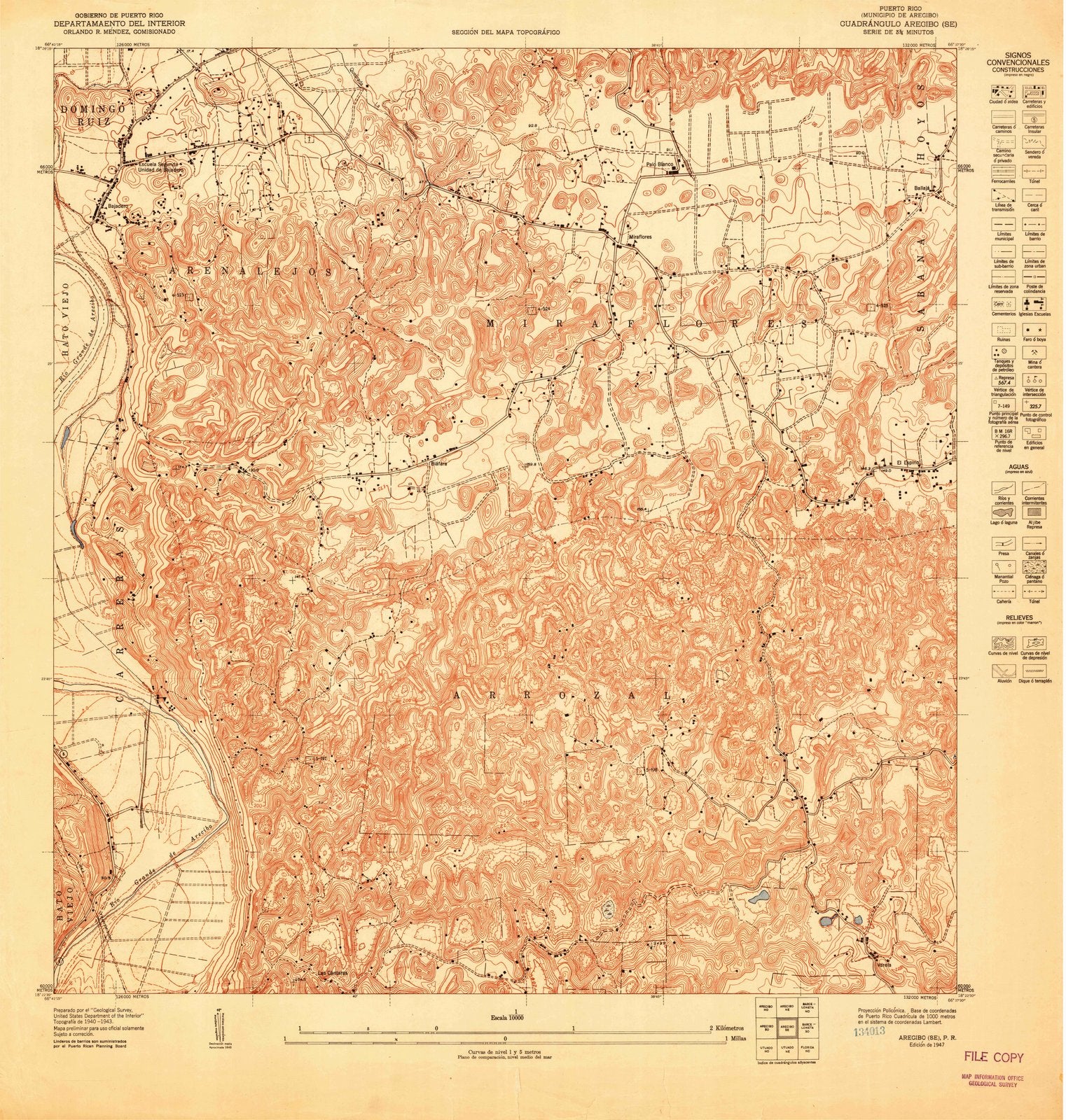 1947 Arecibo, PR - Puerto Rico - USGS Topographic Map