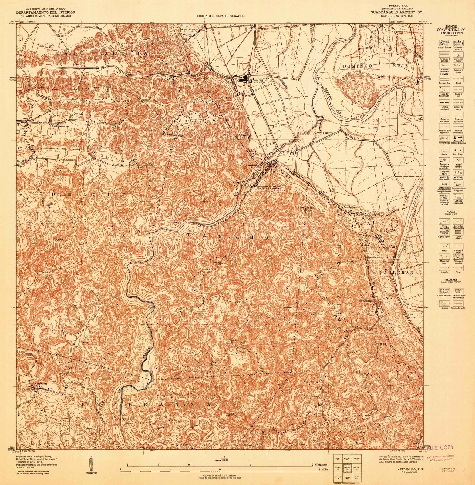 1947 Arecibo SO, PR - Puerto Rico - USGS Topographic Map