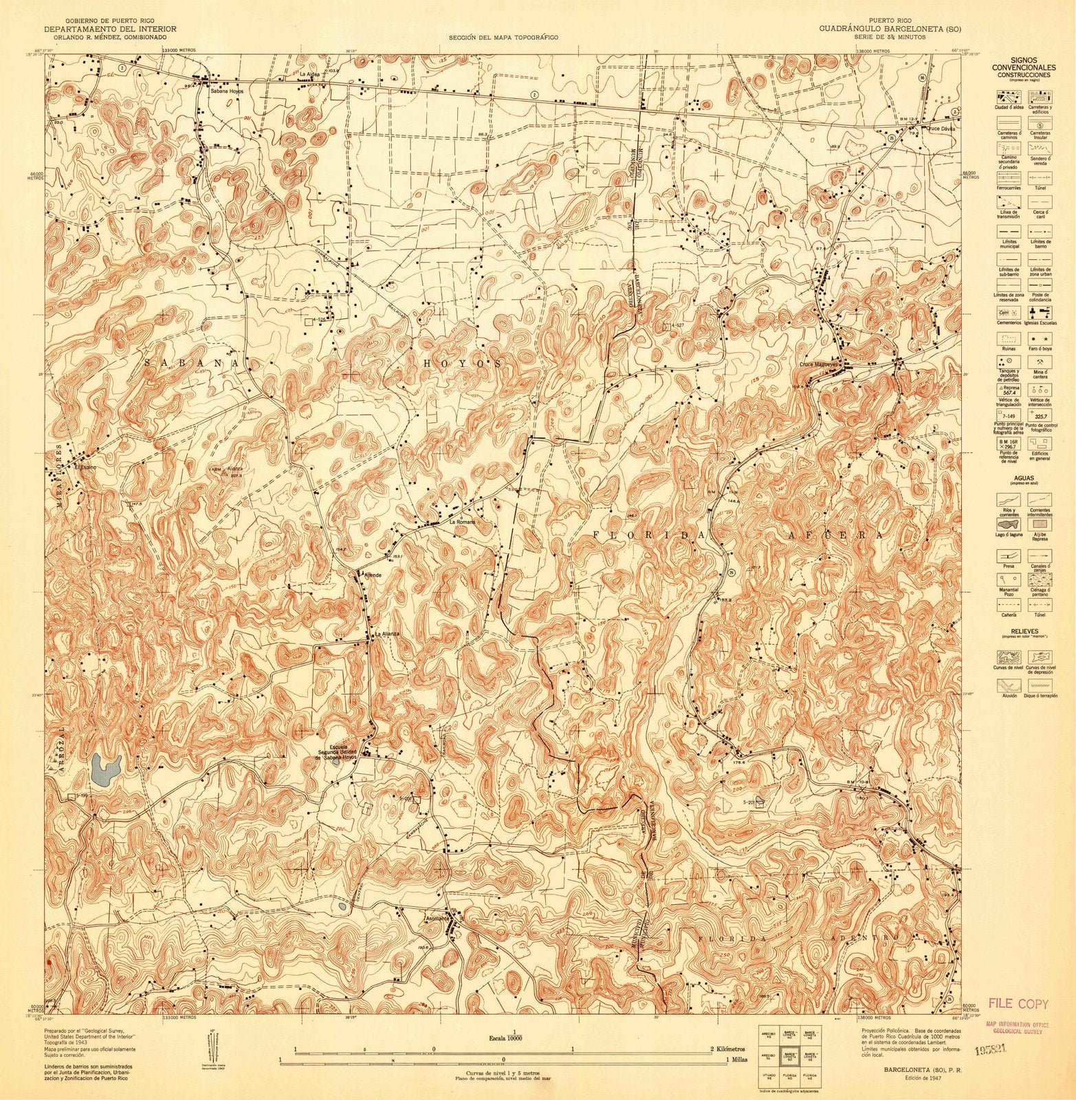 1947 Barceloneta SO, PR - Puerto Rico - USGS Topographic Map