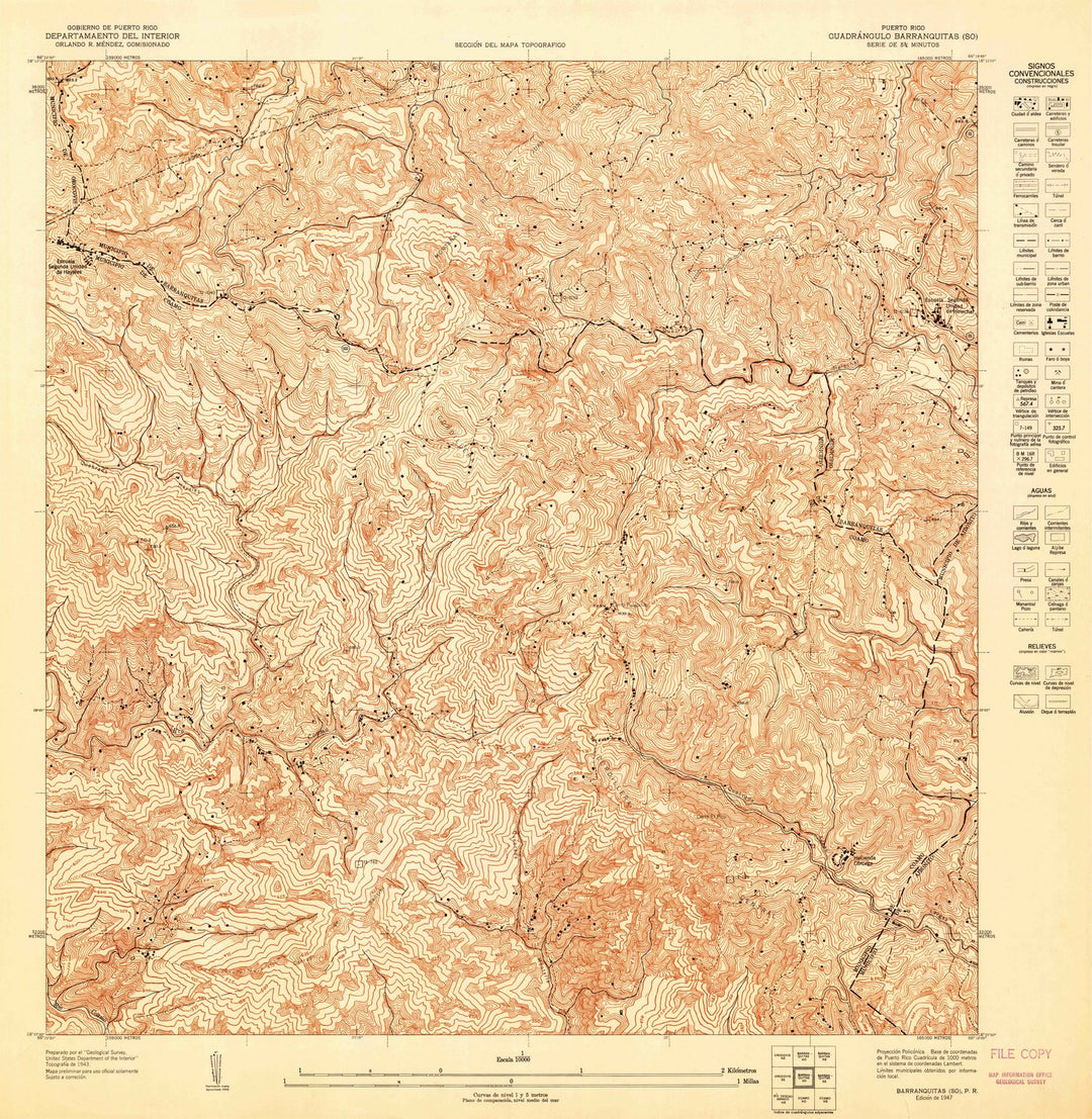 1947 Barranquitas SO, PR - Puerto Rico - USGS Topographic Map