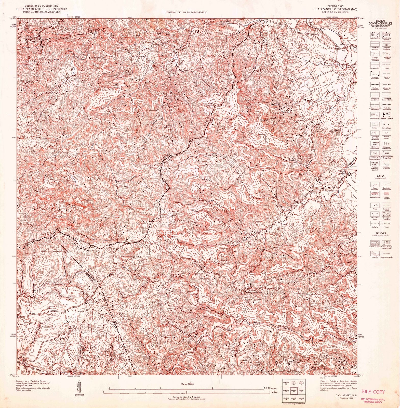 1947 Caguas NO, PR - Puerto Rico - USGS Topographic Map