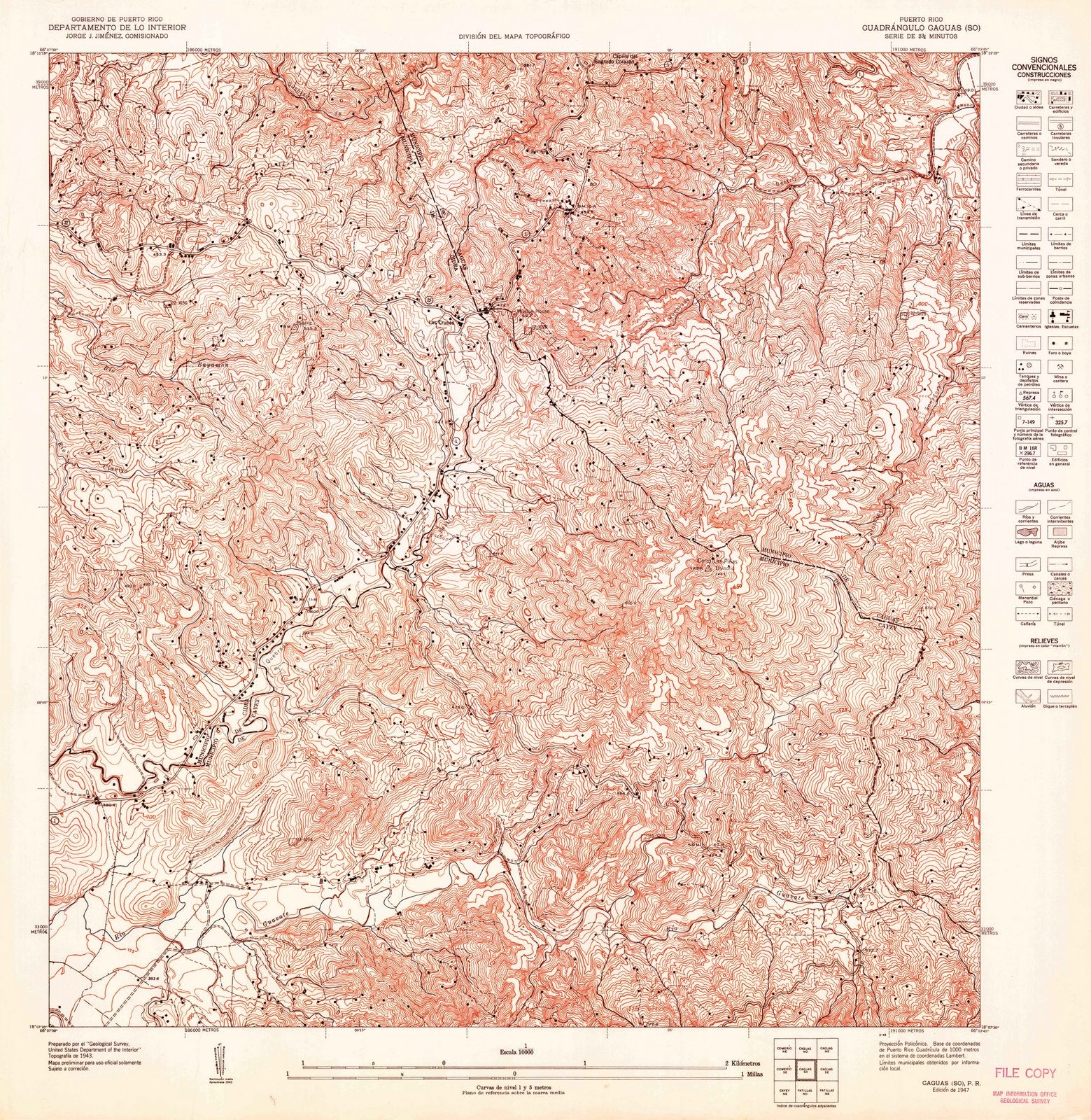 1947 Caguas SO, PR - Puerto Rico - USGS Topographic Map