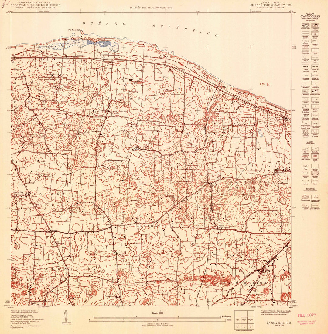 1950 Camuy, PR - Puerto Rico - USGS Topographic Map