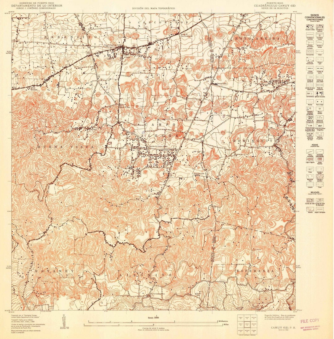 1950 Camuy, PR - Puerto Rico - USGS Topographic Map v2