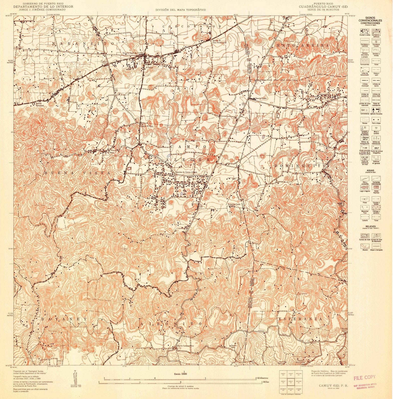 1950 Camuy, PR - Puerto Rico - USGS Topographic Map v2