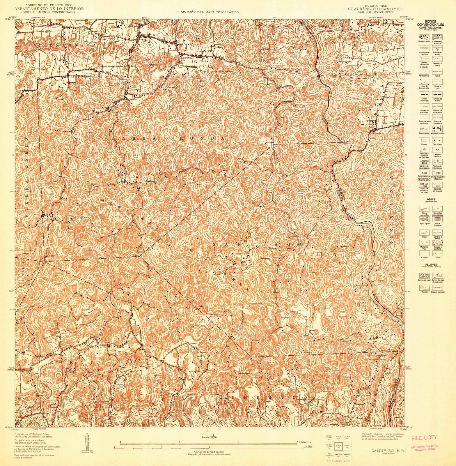 1950 Camuy SO, PR - Puerto Rico - USGS Topographic Map