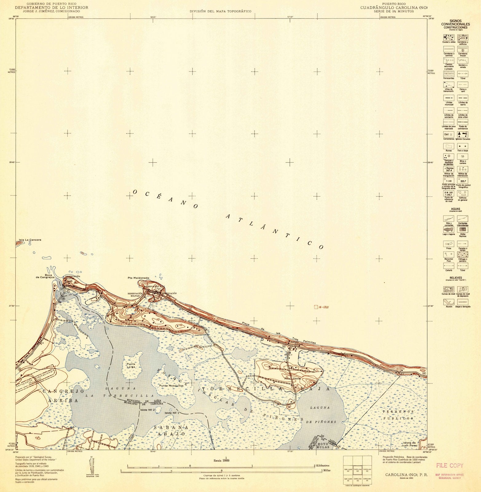 1950 Carolina NO, PR - Puerto Rico - USGS Topographic Map