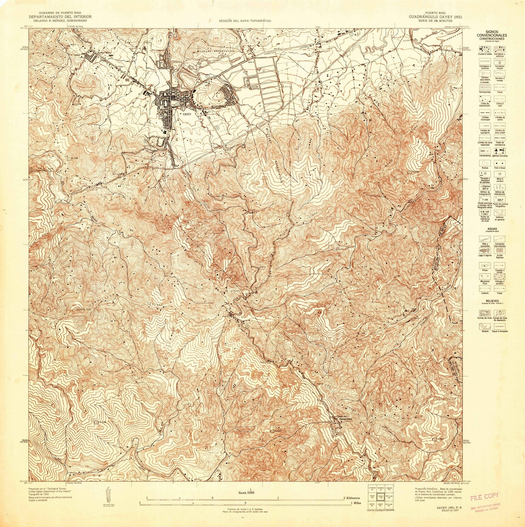 1947 Cayey, PR - Puerto Rico - USGS Topographic Map