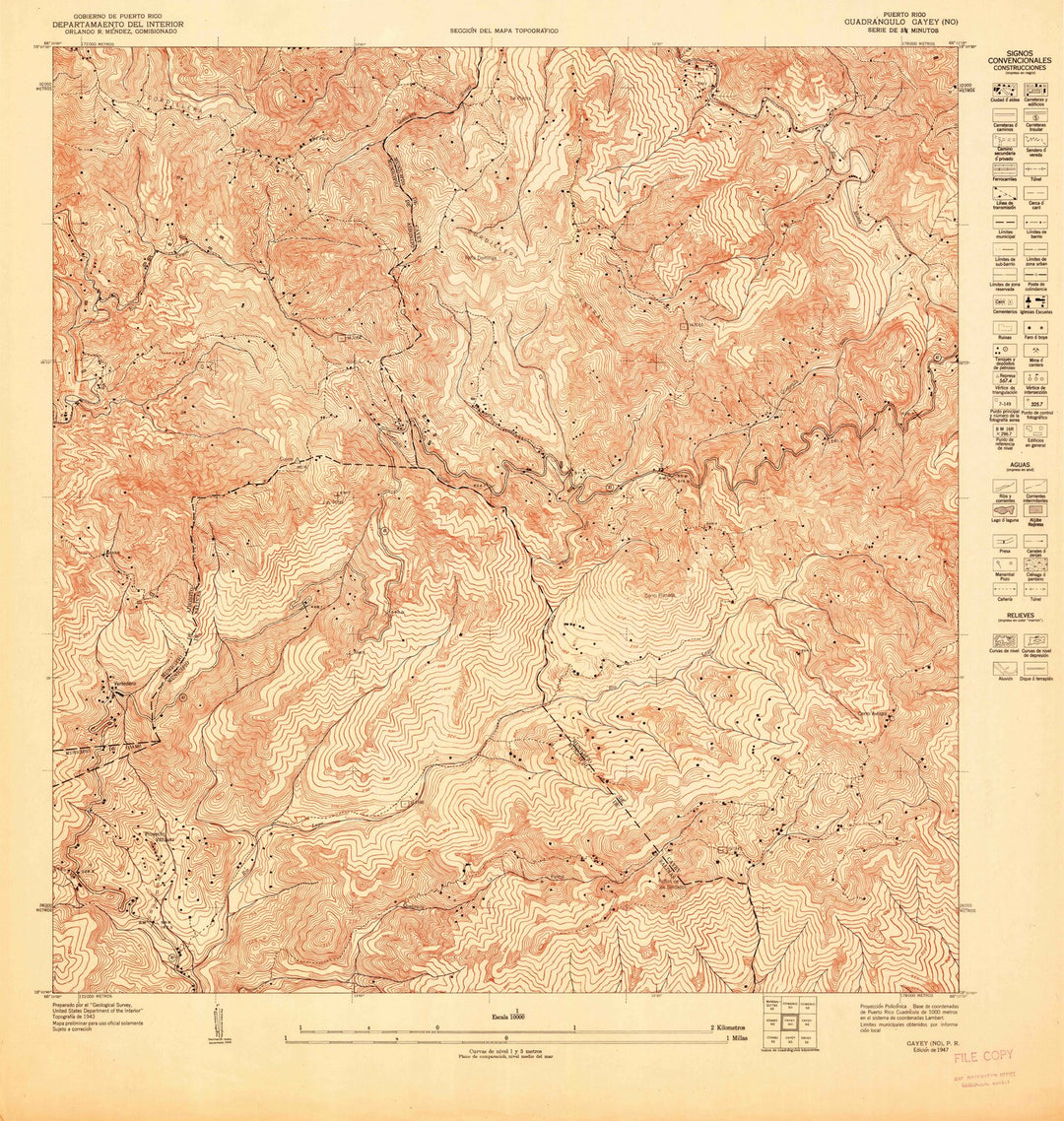 1947 Cayey NO, PR - Puerto Rico - USGS Topographic Map