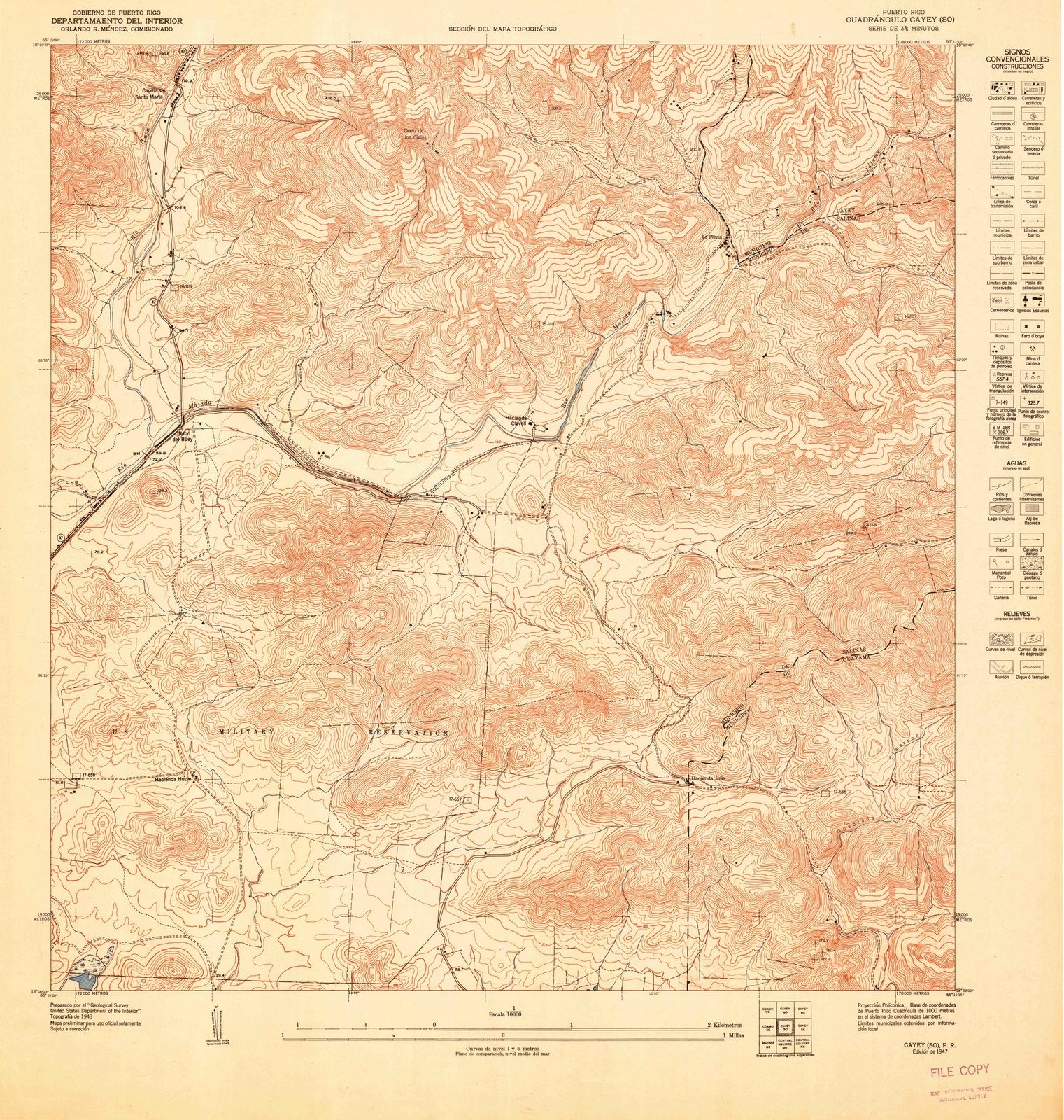 1947 Cayey SO, PR - Puerto Rico - USGS Topographic Map