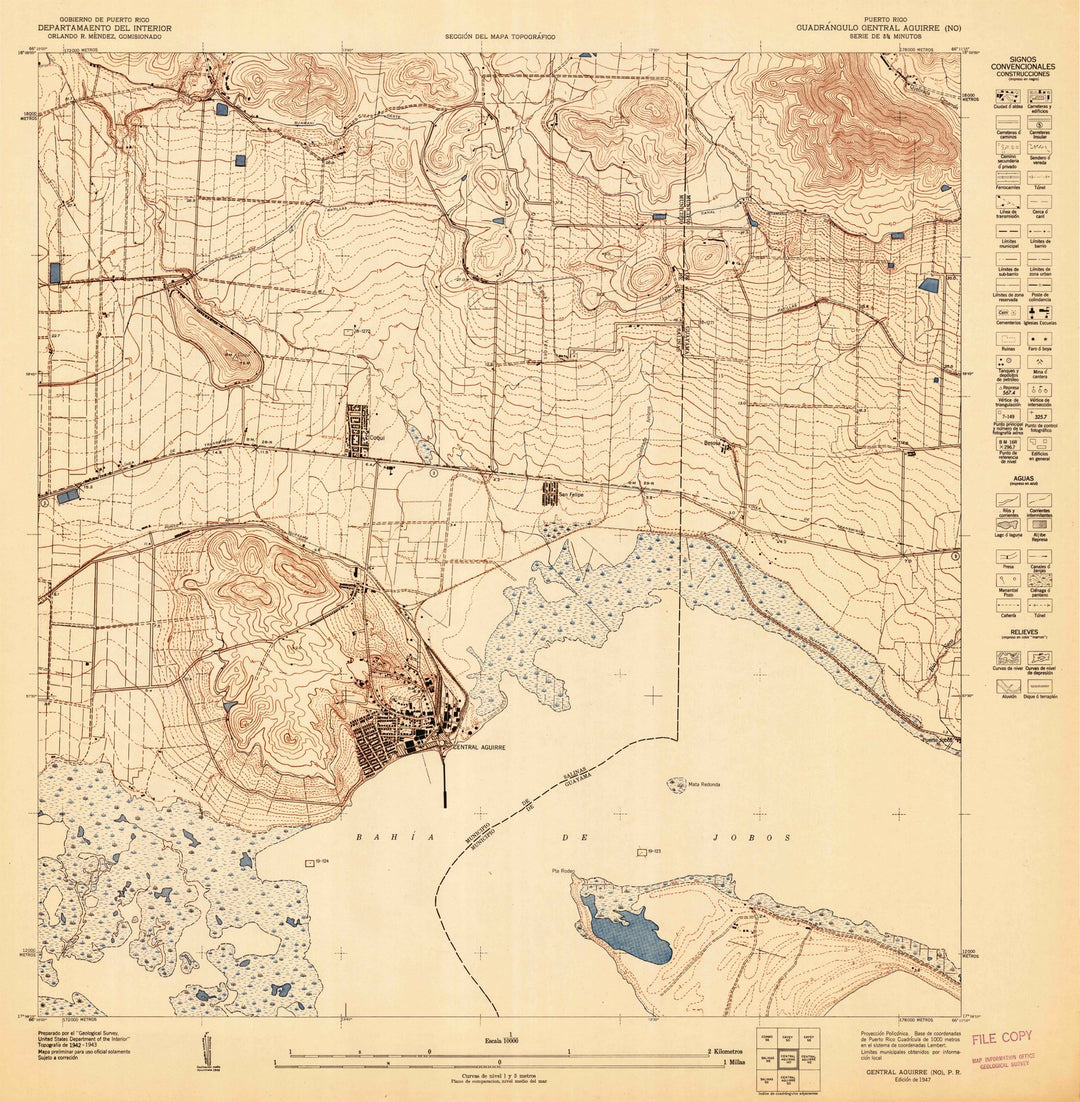 1947 Central Aquirre NO, PR - Puerto Rico - USGS Topographic Map