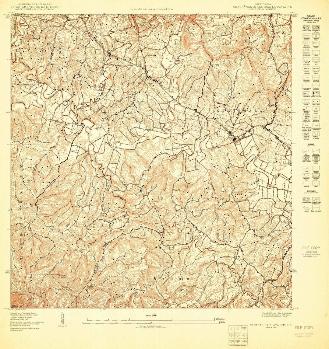 1950 Central La Plata, PR - Puerto Rico - USGS Topographic Map