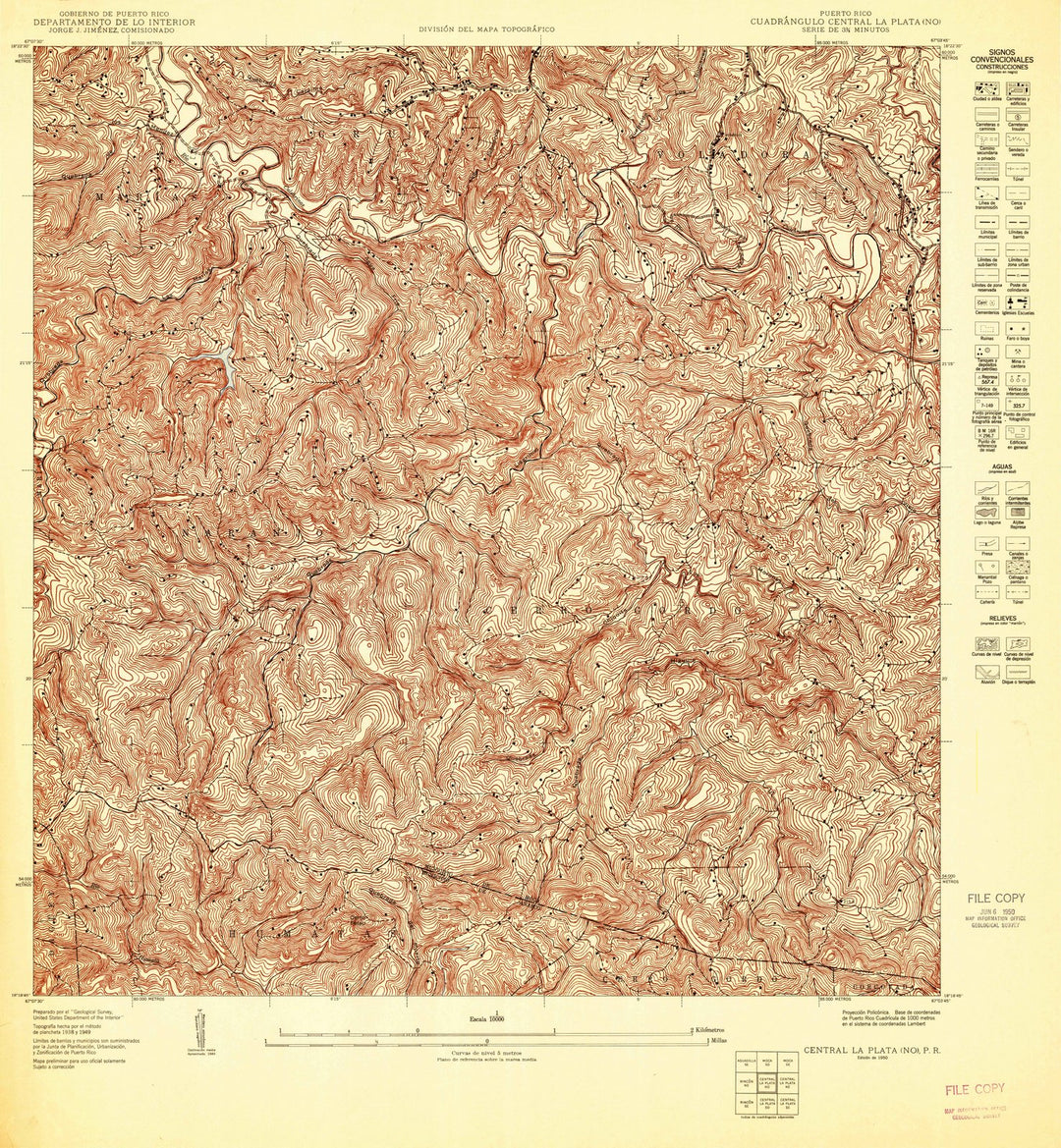 1950 Central La Plata NO, PR - Puerto Rico - USGS Topographic Map