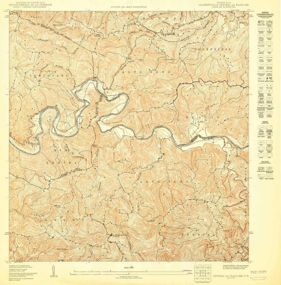 1950 Central La Plata, PR - Puerto Rico - USGS Topographic Map v2