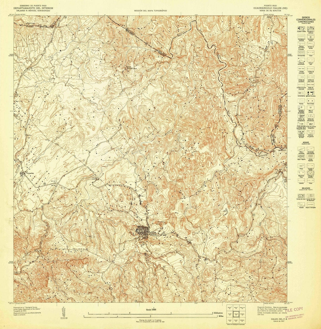 1947 Ciales, PR - Puerto Rico - USGS Topographic Map