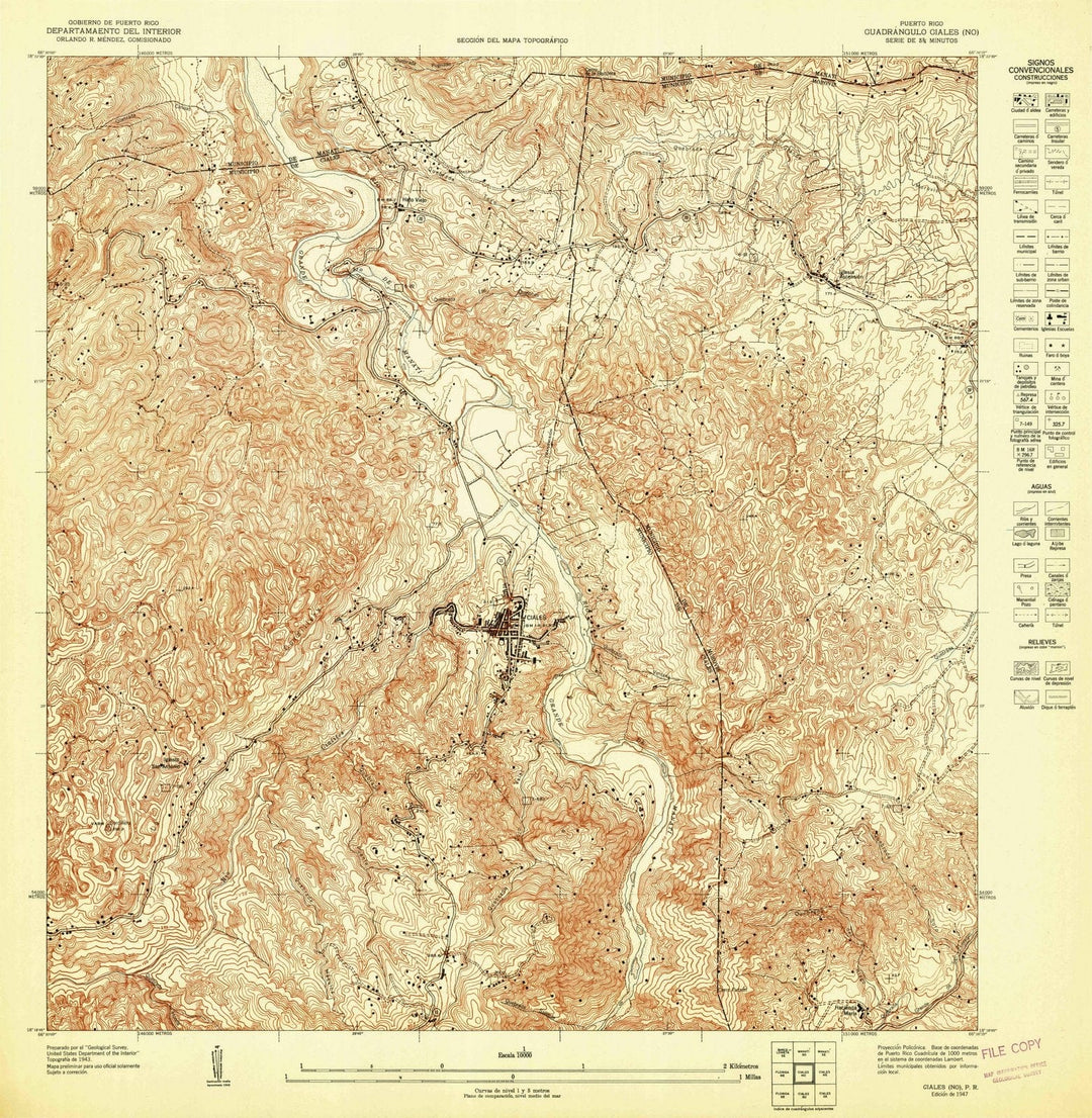 1947 Ciales NO, PR - Puerto Rico - USGS Topographic Map