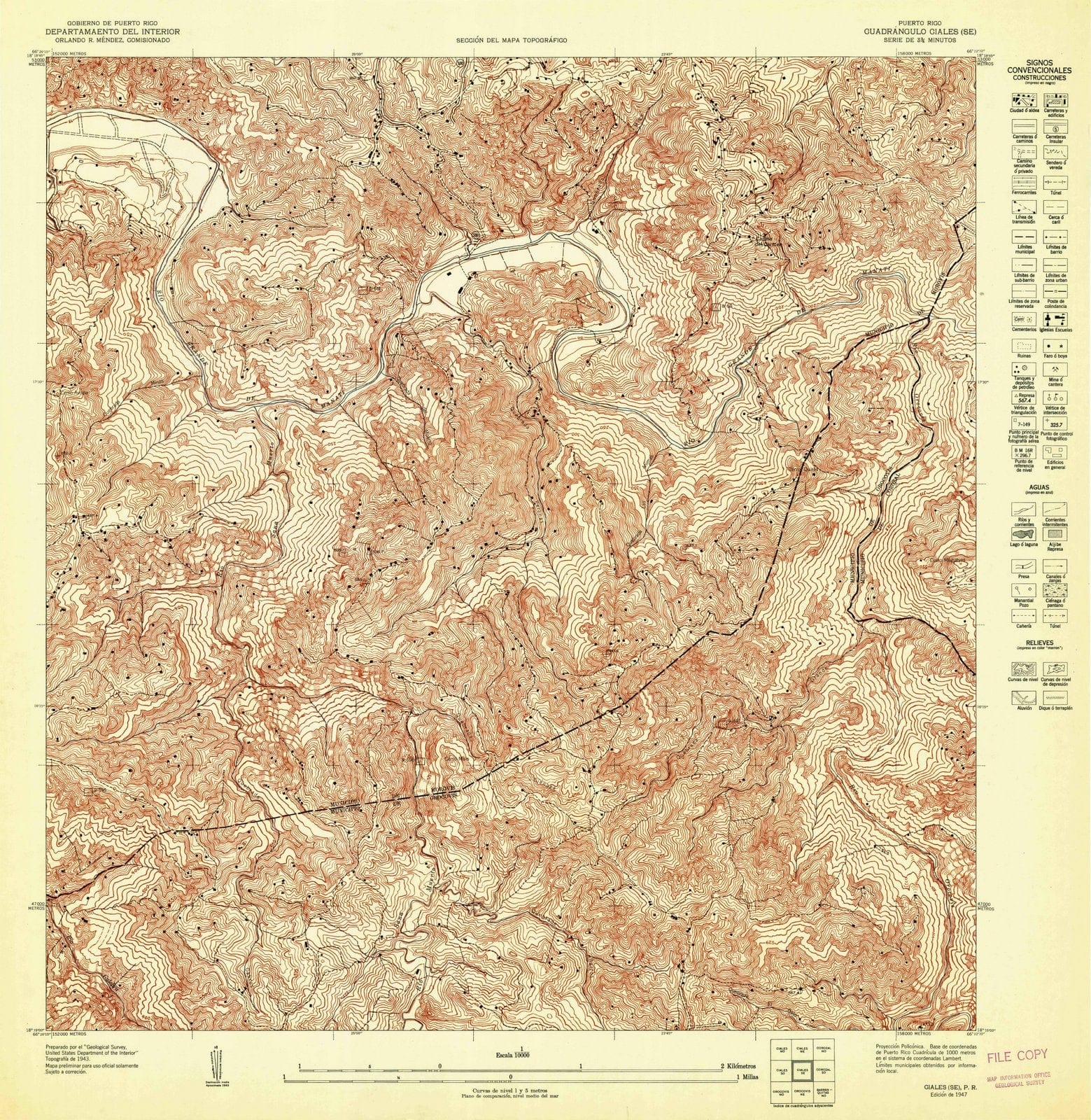 1947 Ciales, PR - Puerto Rico - USGS Topographic Map v2