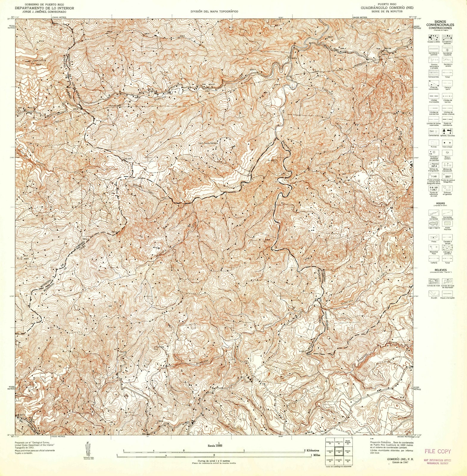 1947 Comerio, PR - Puerto Rico - USGS Topographic Map