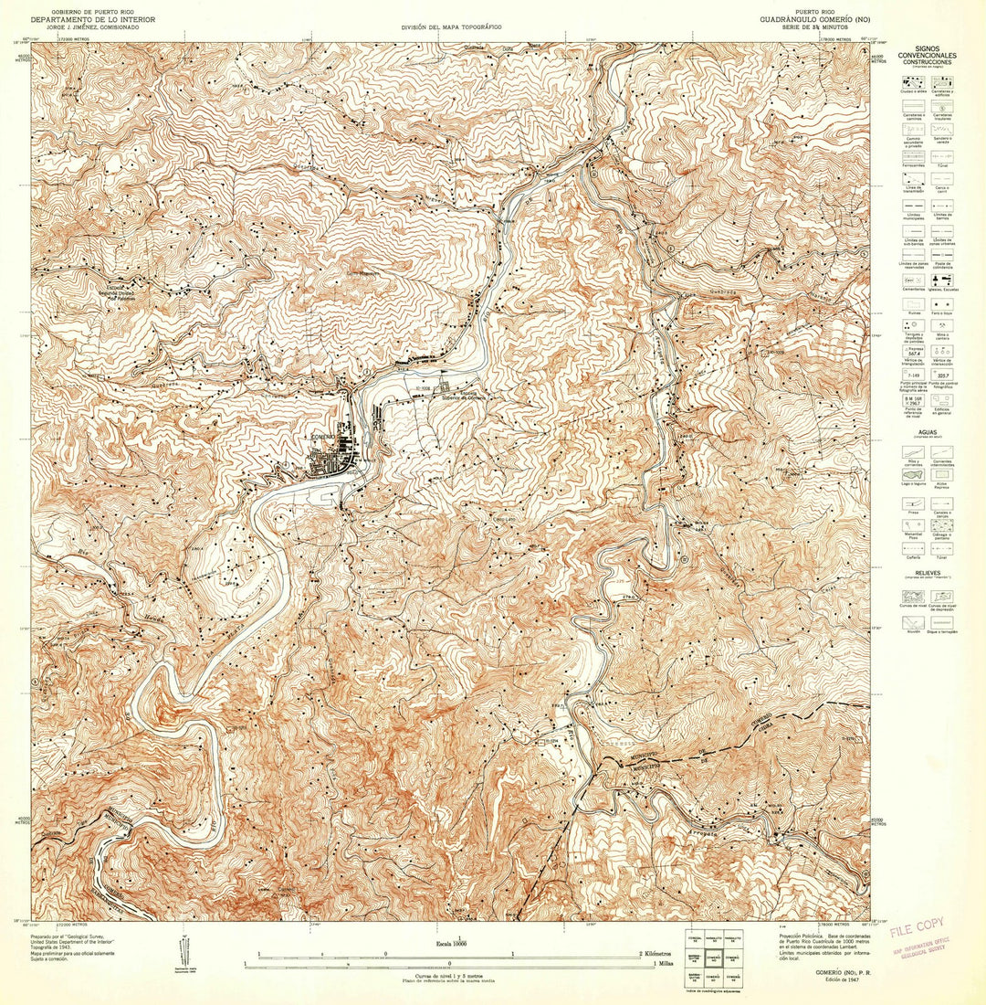 1947 Comerio NO, PR - Puerto Rico - USGS Topographic Map