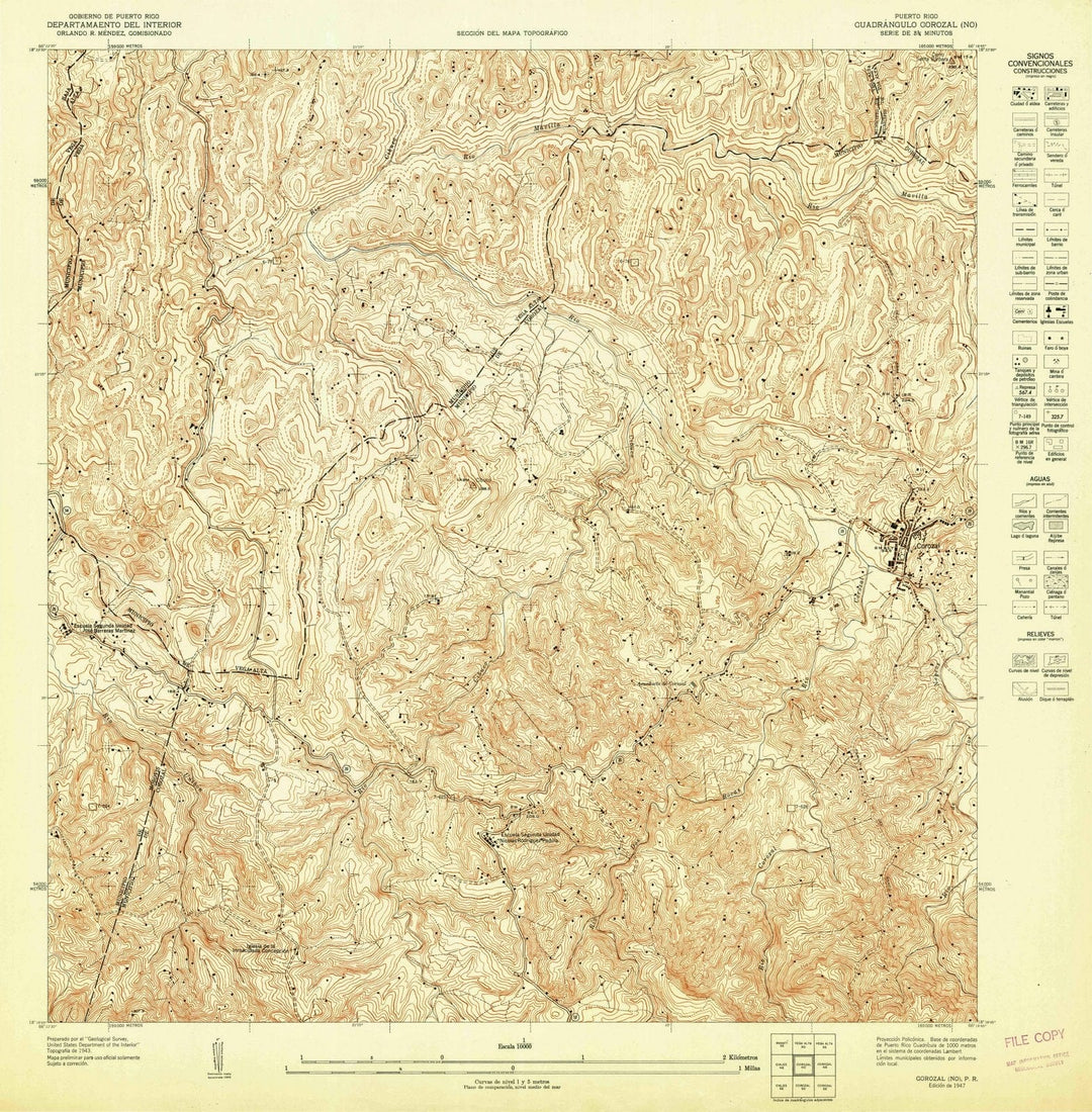 1947 Corozal NO, PR - Puerto Rico - USGS Topographic Map