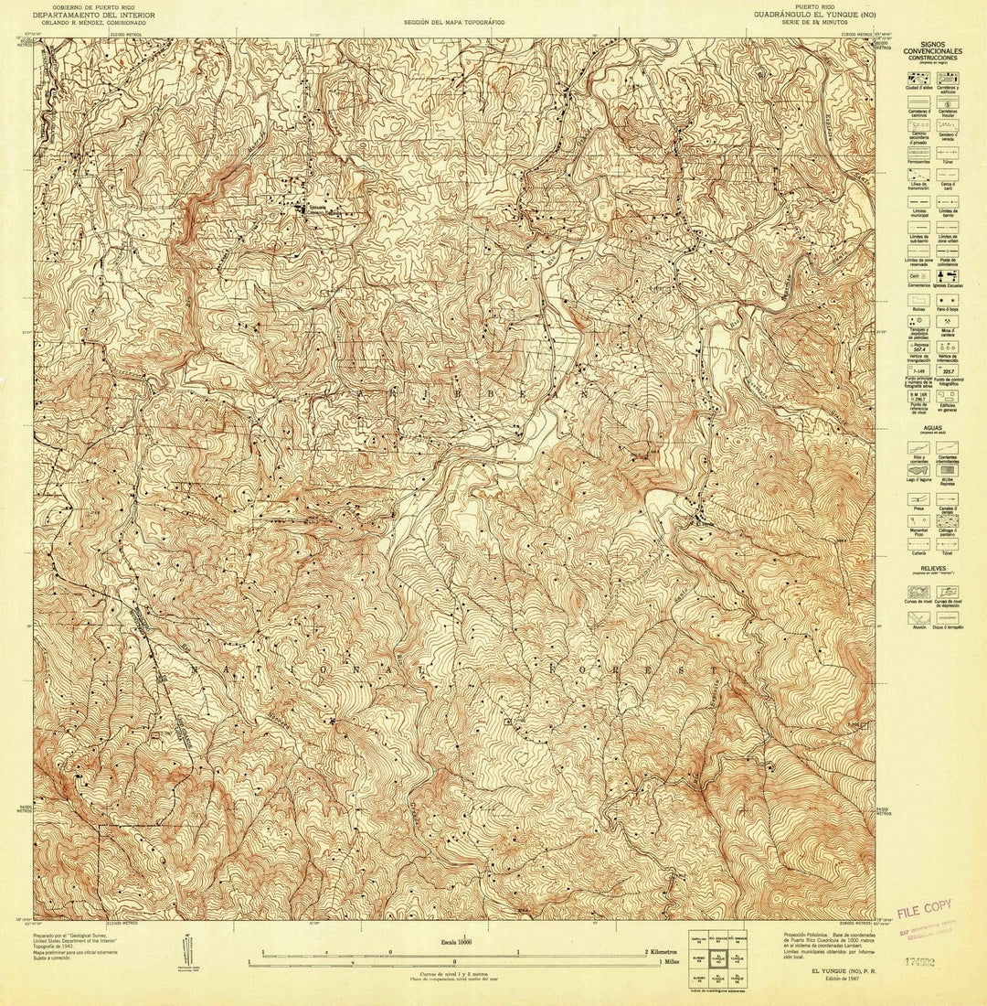 1947 El Yunque NO, PR - Puerto Rico - USGS Topographic Map