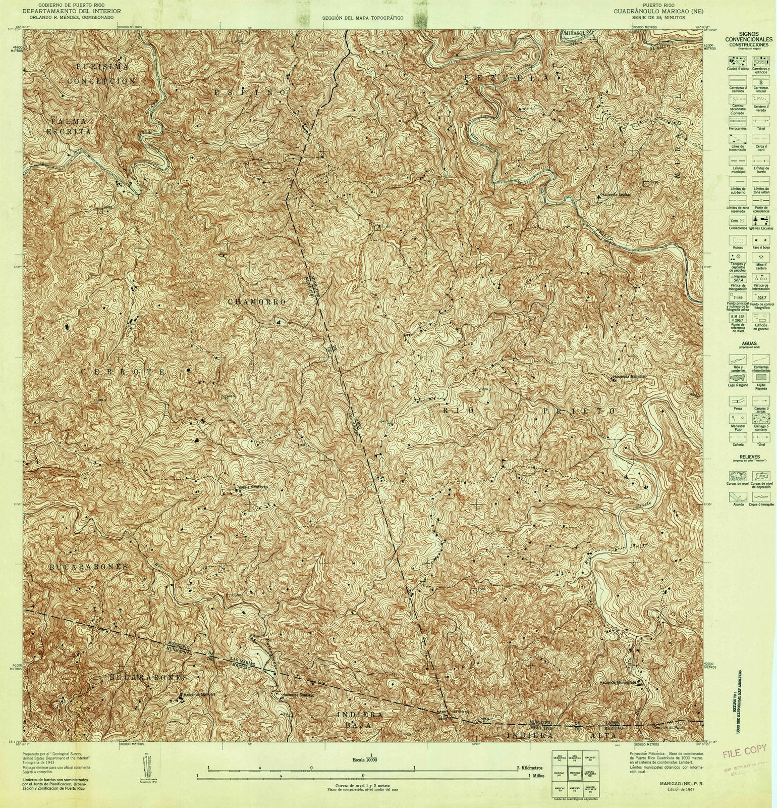 1947 Maricao, PR - Puerto Rico - USGS Topographic Map