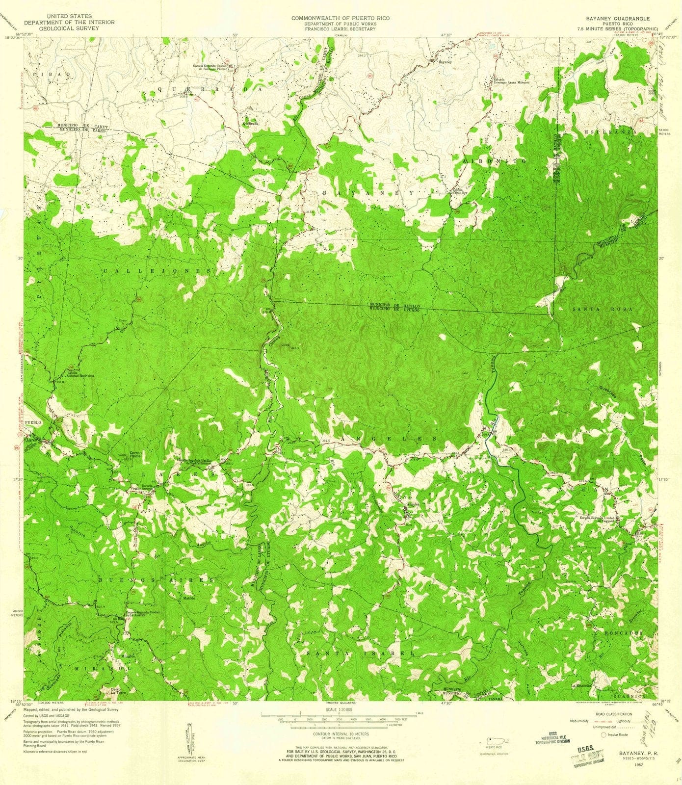 1957 Bayaney, PR - Puerto Rico - USGS Topographic Map