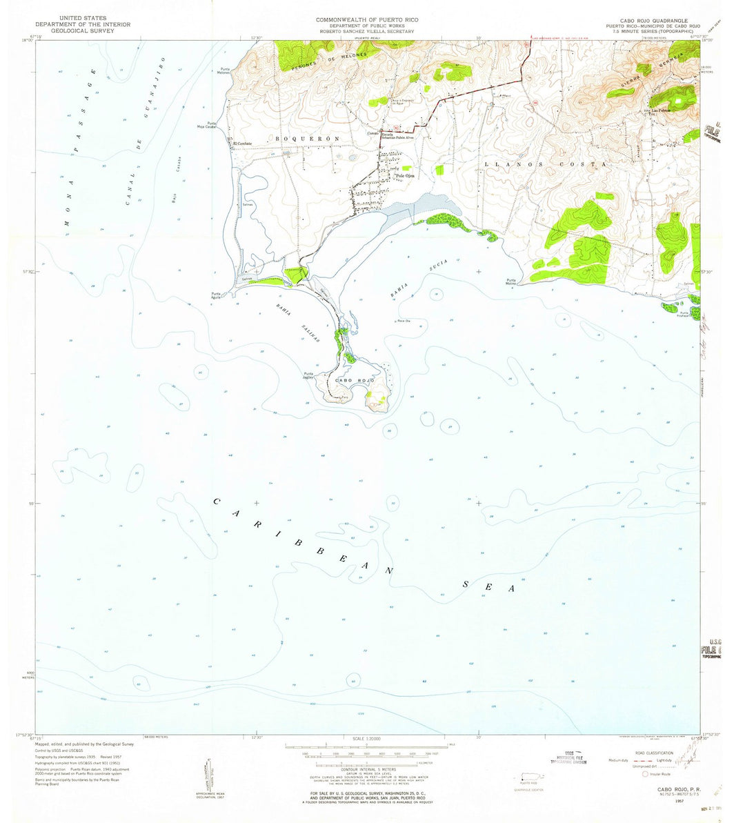 1957 Cabo Rojo, PR - Puerto Rico - USGS Topographic Map