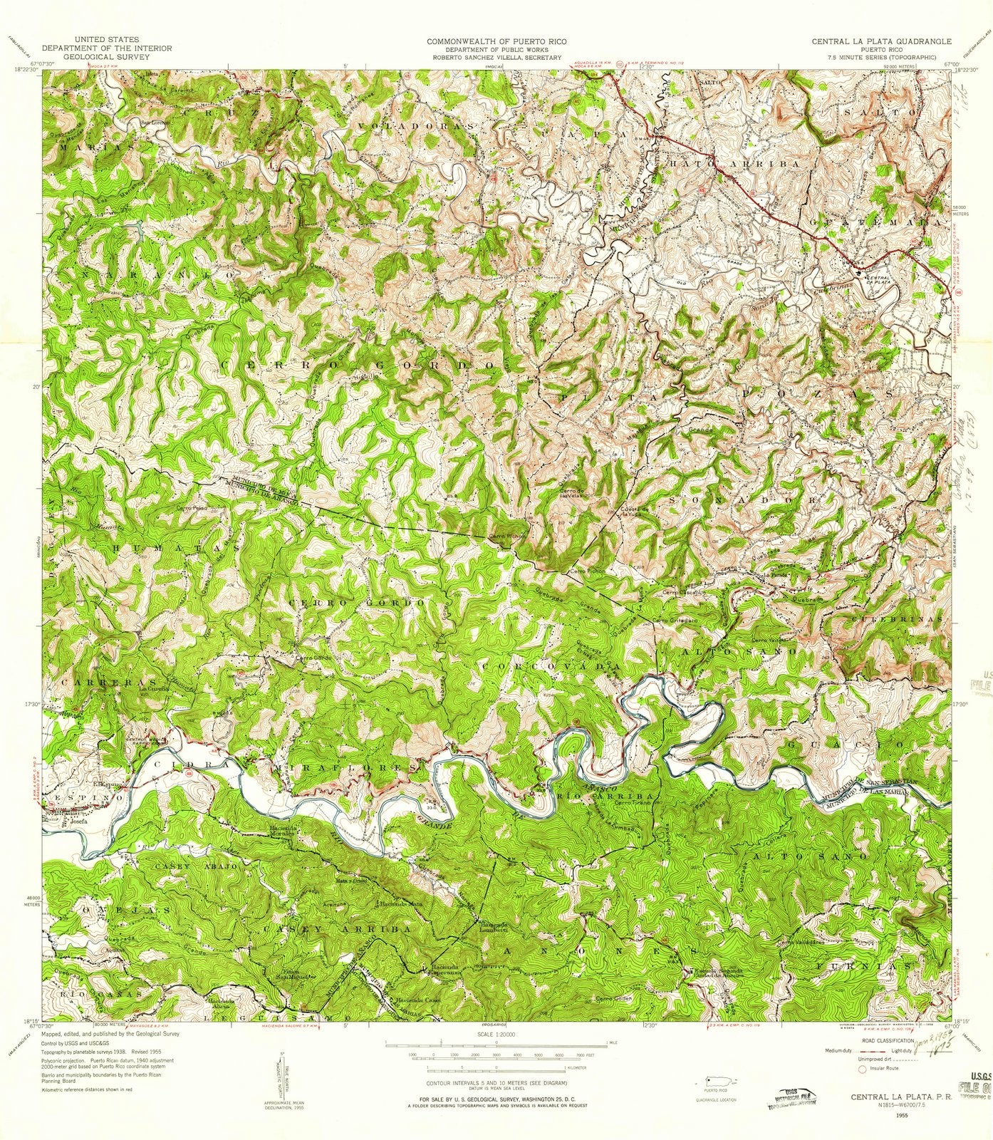 1955 Central La Plata, PR - Puerto Rico - USGS Topographic Map