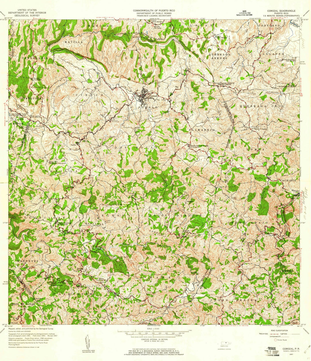 1957 Corozal, PR - Puerto Rico - USGS Topographic Map