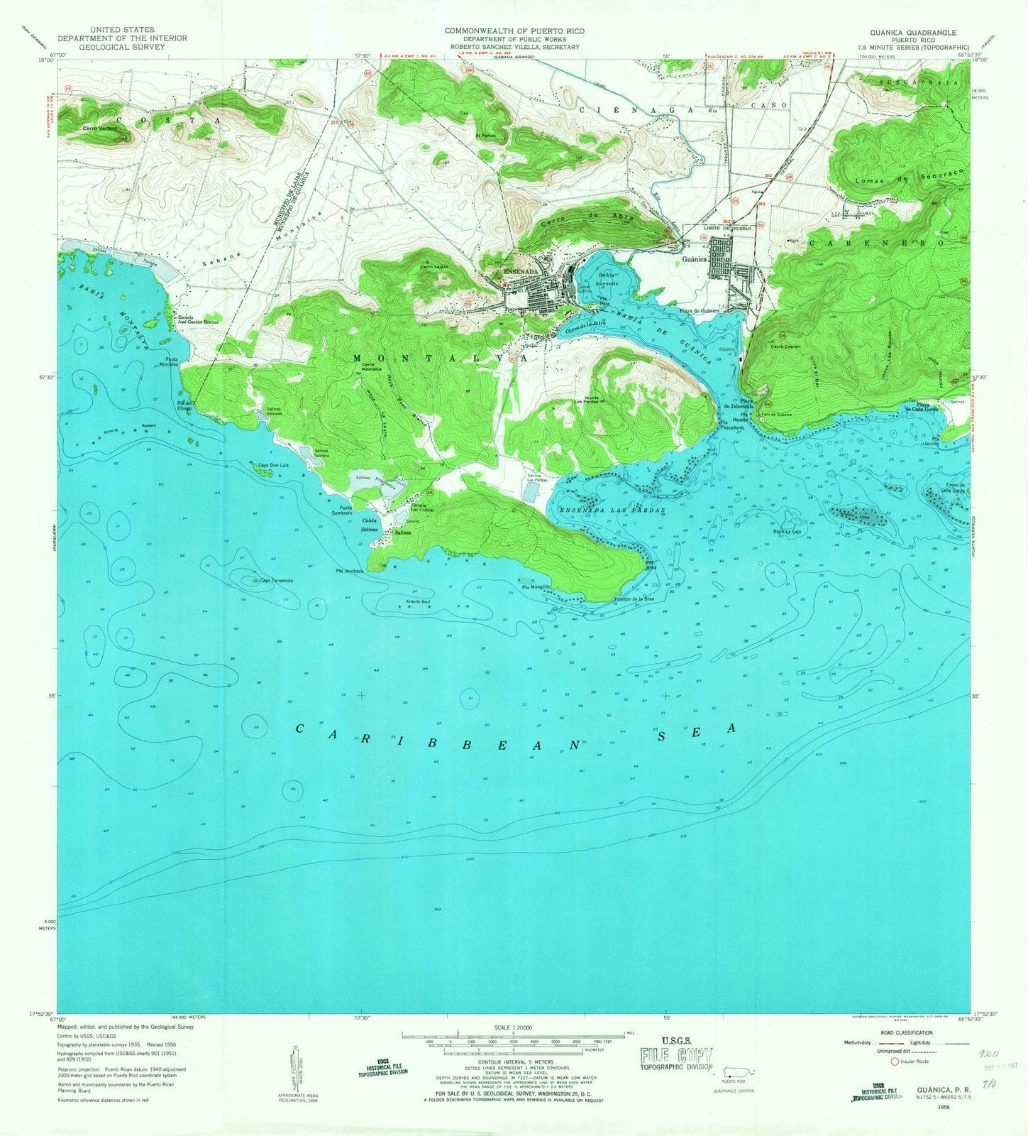 1956 Guanica, PR - Puerto Rico - USGS Topographic Map