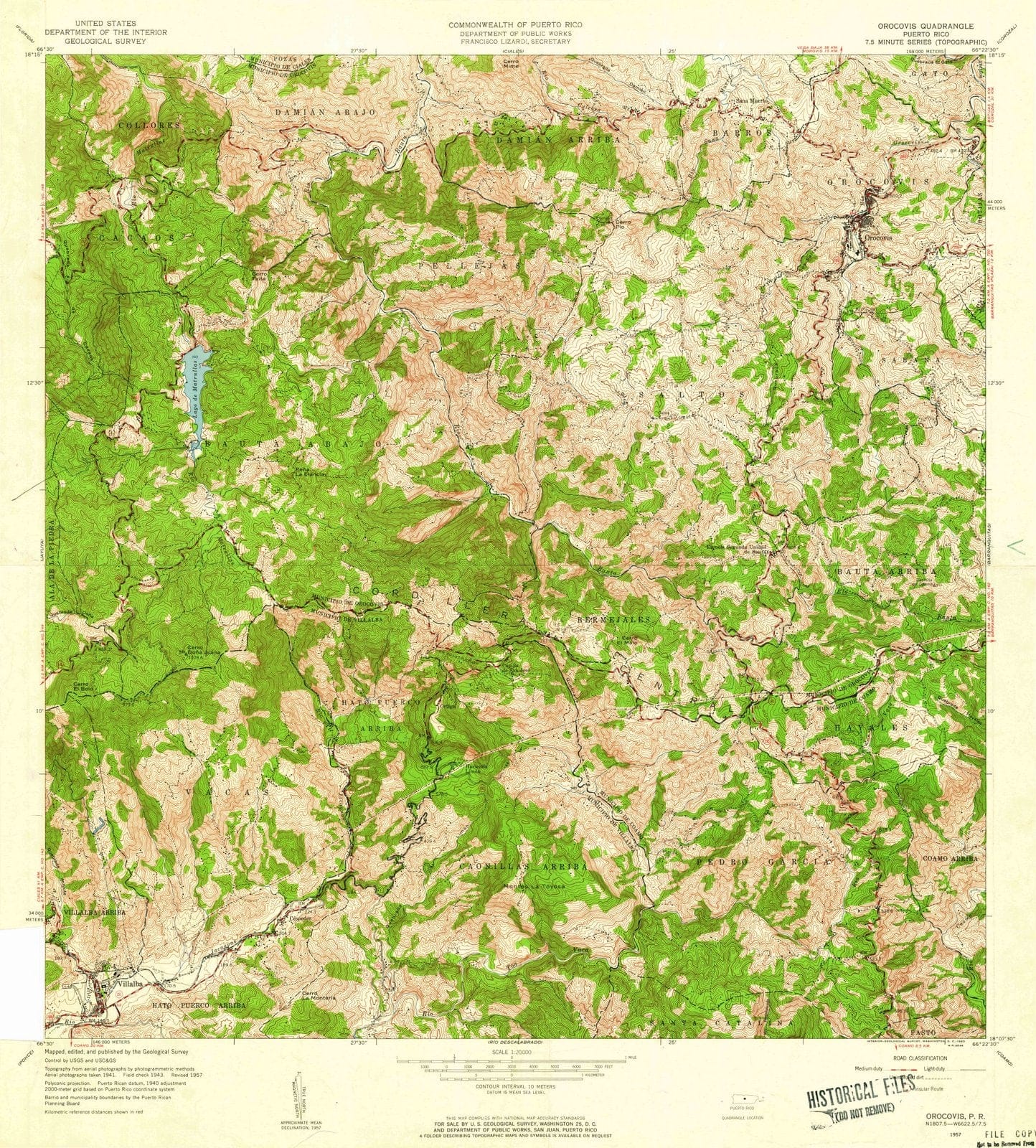 1957 Orocovis, PR - Puerto Rico - USGS Topographic Map