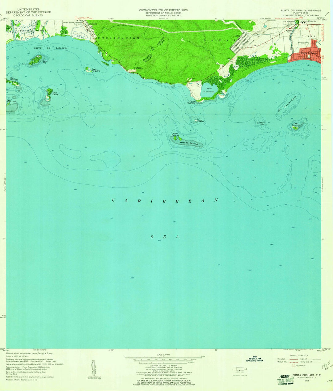 1958 Punta Cucharas, PR - Puerto Rico - USGS Topographic Map