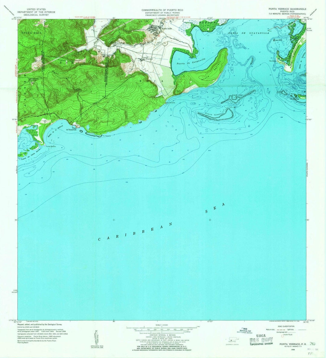 1958 Punta Verraco, PR - Puerto Rico - USGS Topographic Map