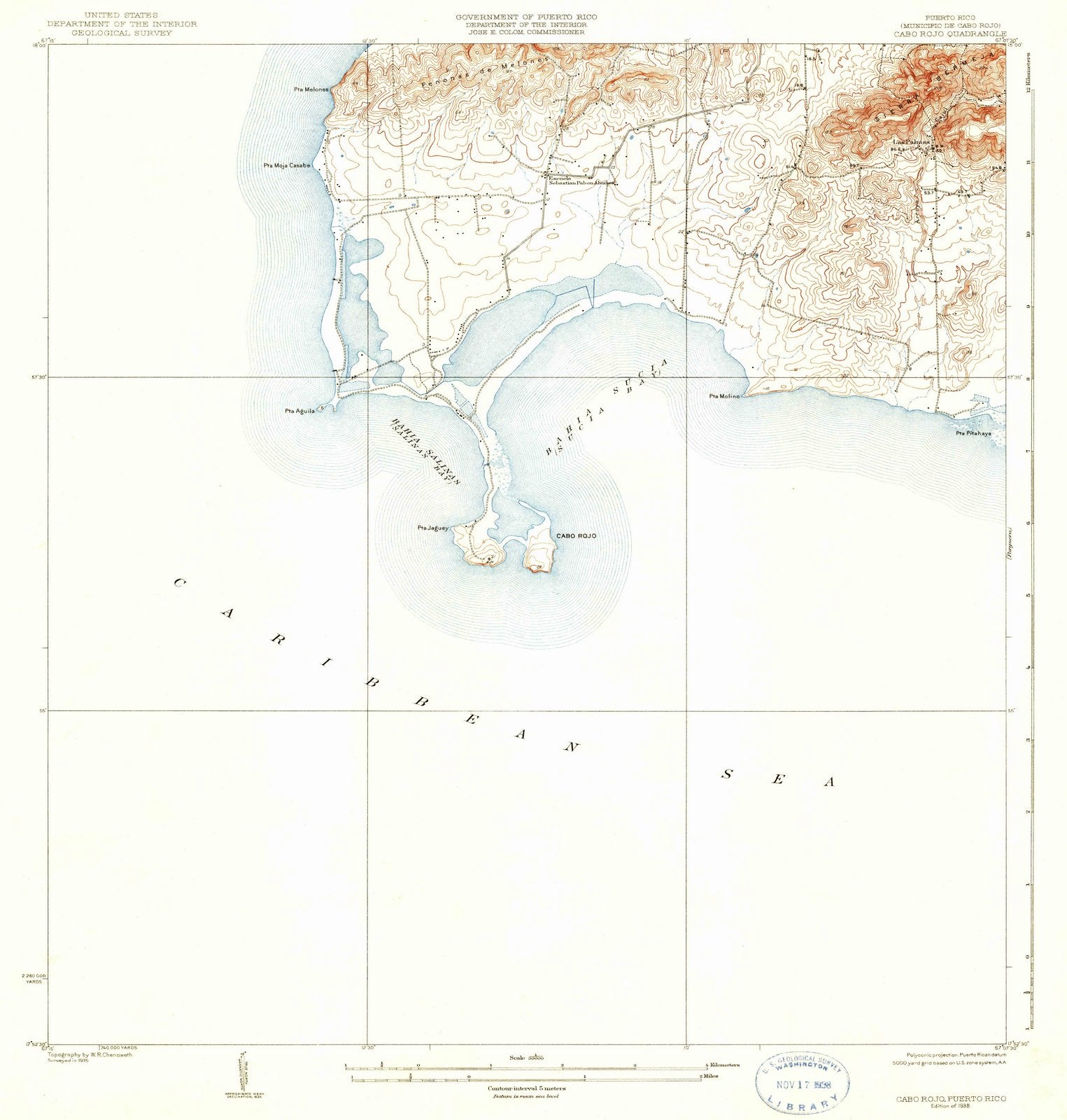 1938 Cabo Rojo, PR - Puerto Rico - USGS Topographic Map