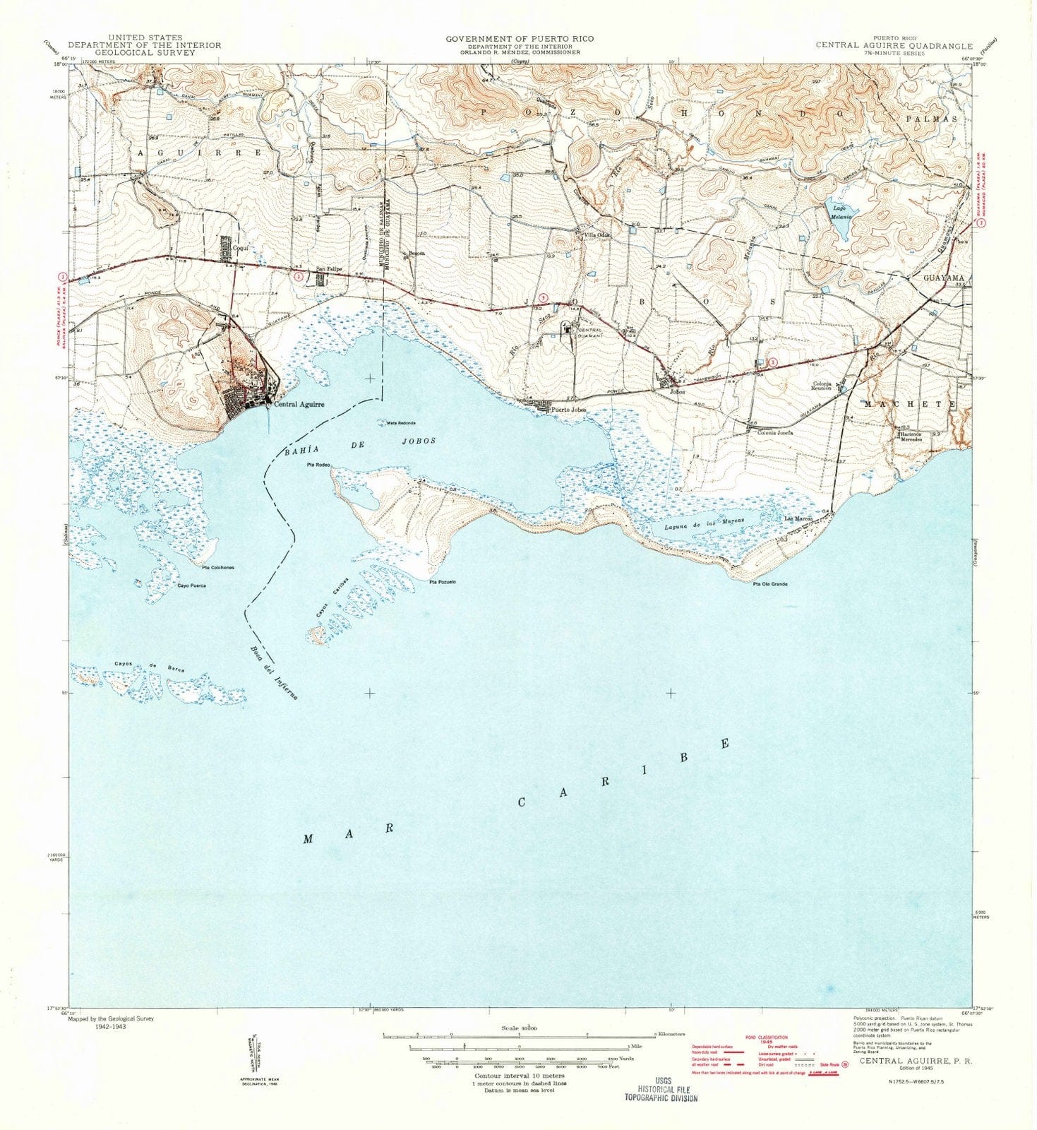 1945 Central Aguirre, PR - Puerto Rico - USGS Topographic Map