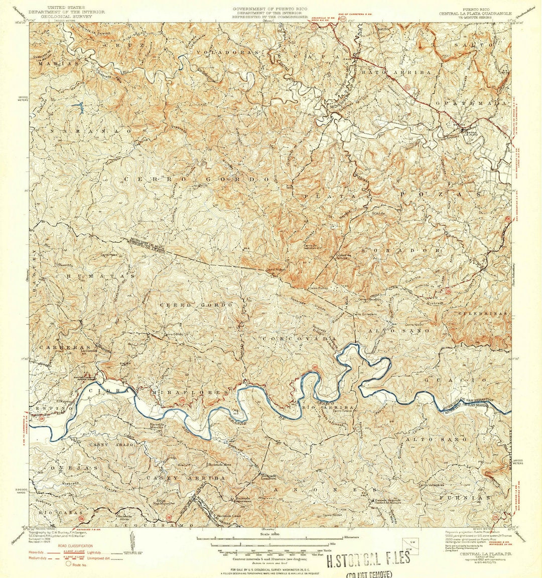 1942 Central La Plata, PR - Puerto Rico - USGS Topographic Map