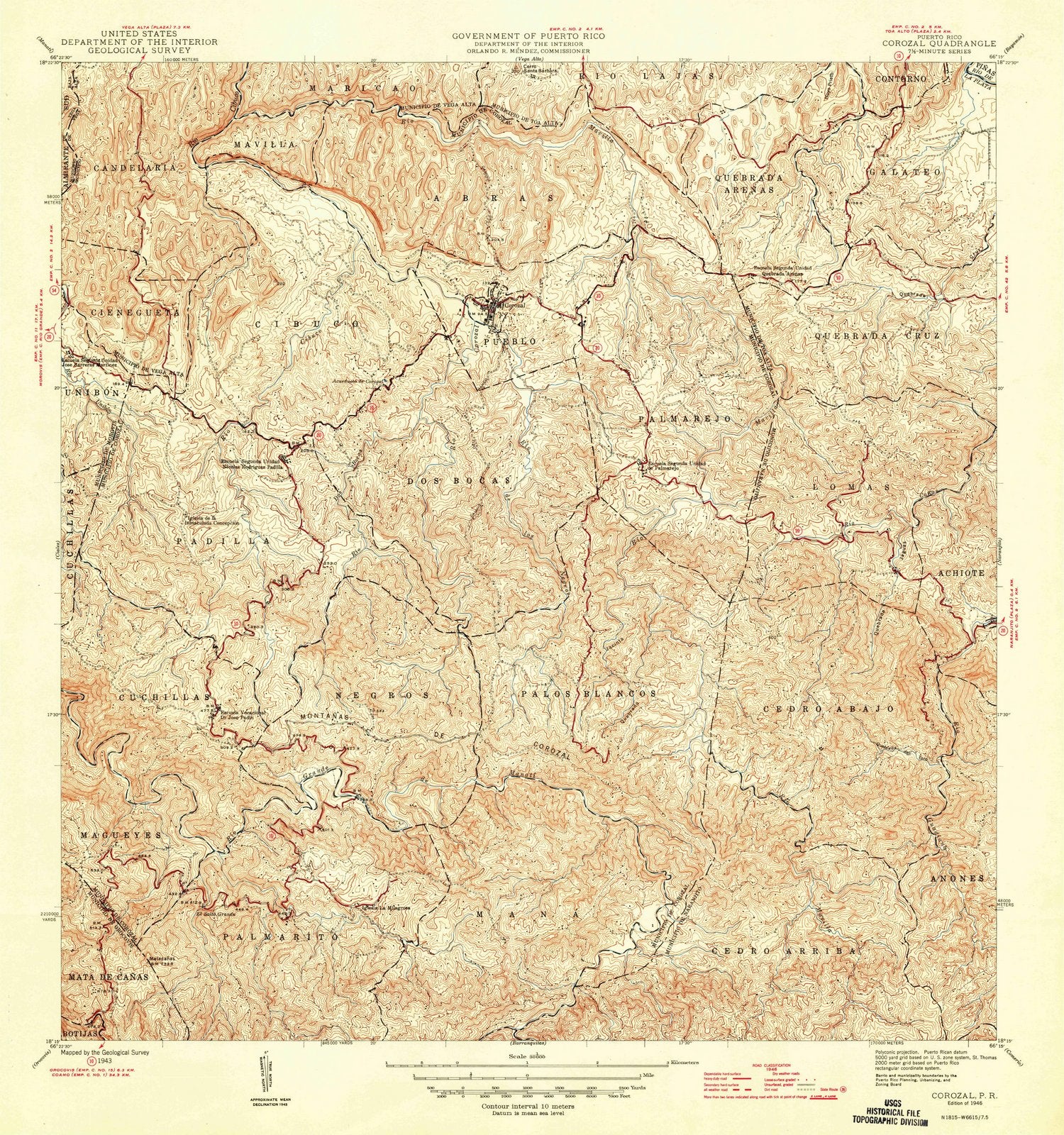 1946 Corozal, PR - Puerto Rico - USGS Topographic Map