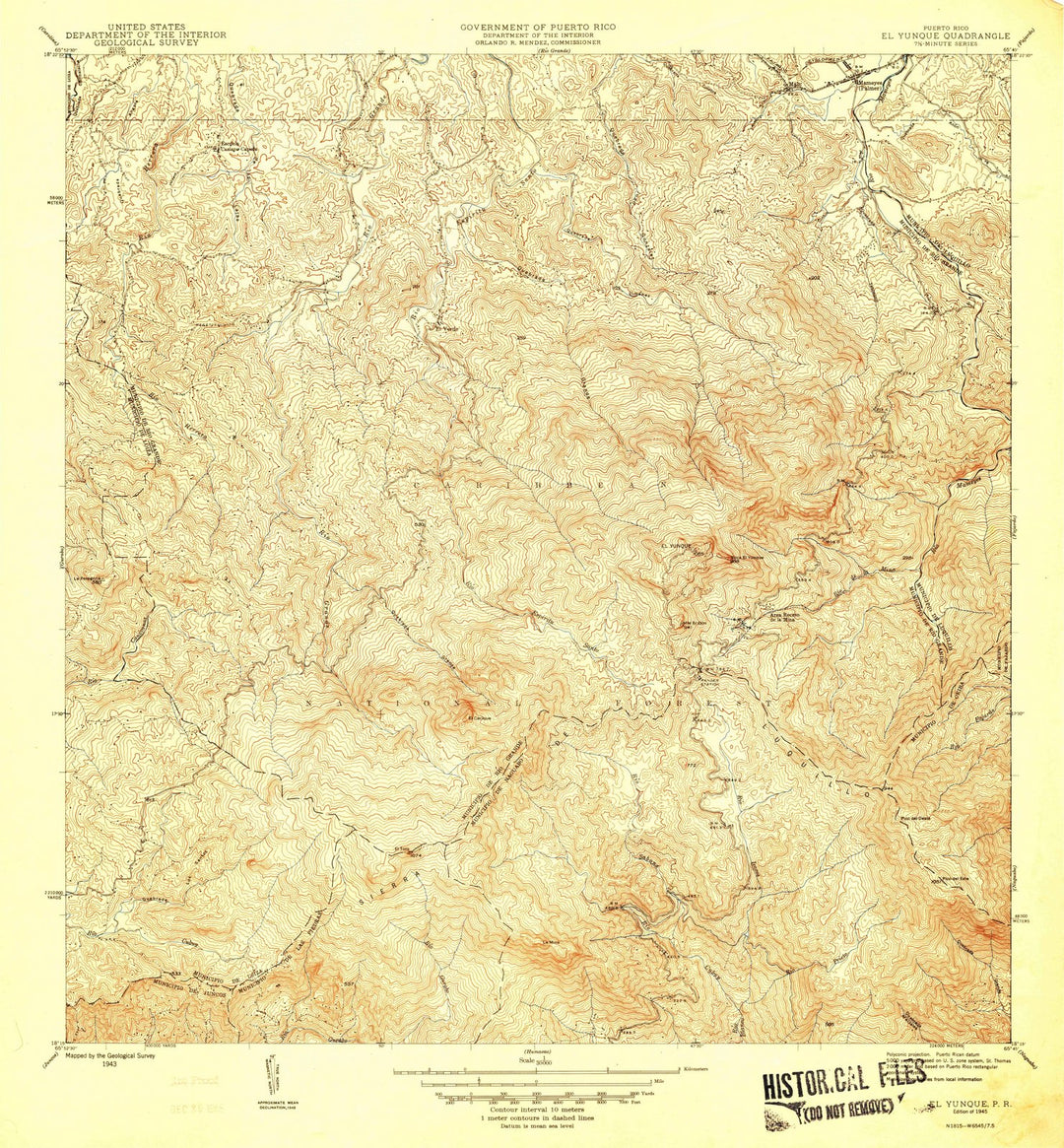 1945 El Yunque, PR - Puerto Rico - USGS Topographic Map