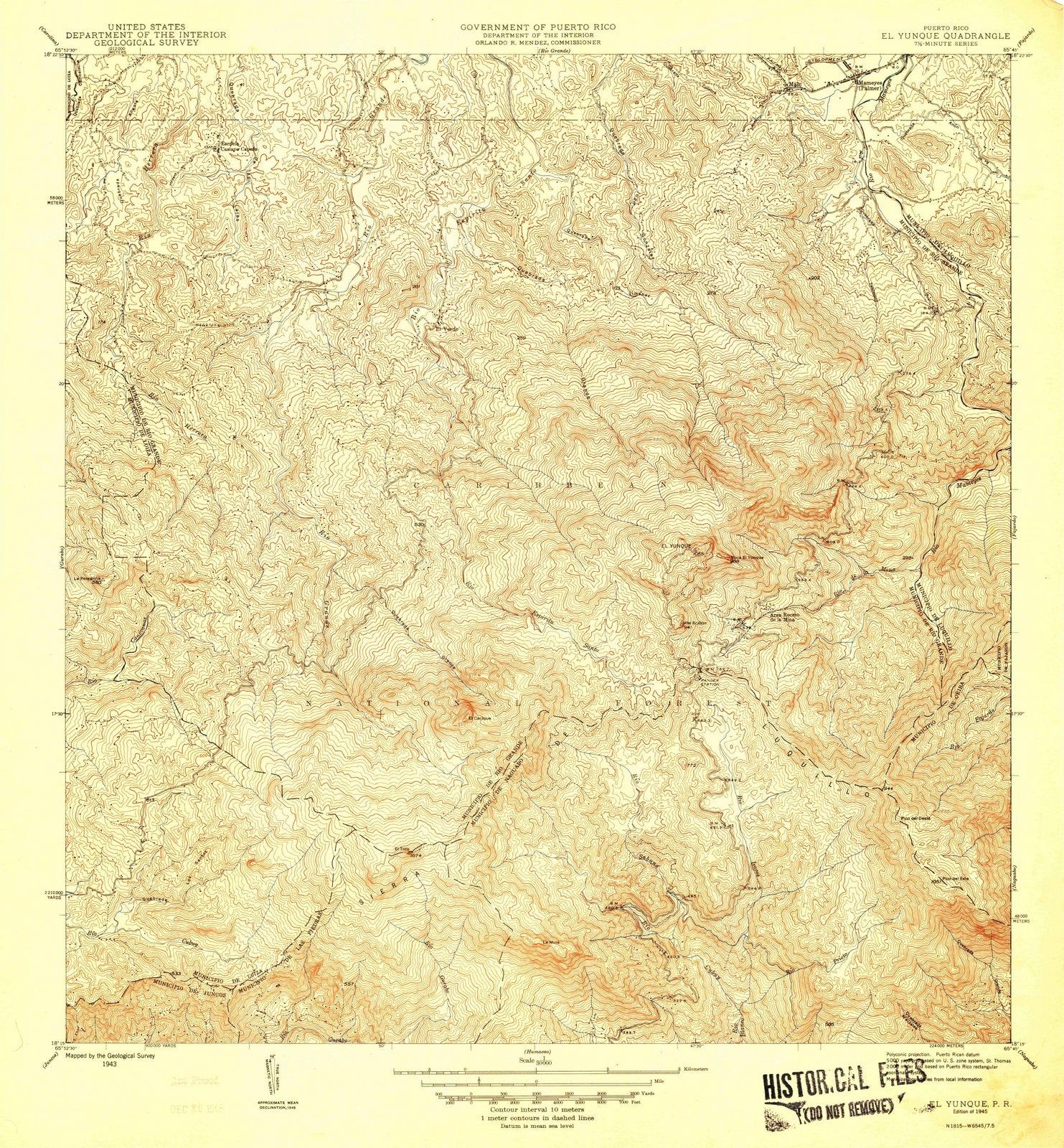 1945 El Yunque, PR - Puerto Rico - USGS Topographic Map