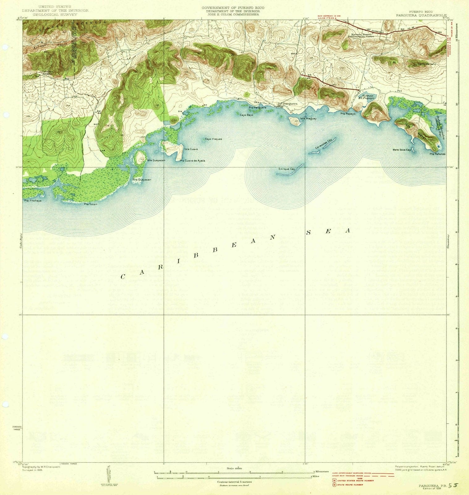 1938 Parguera, PR - Puerto Rico - USGS Topographic Map