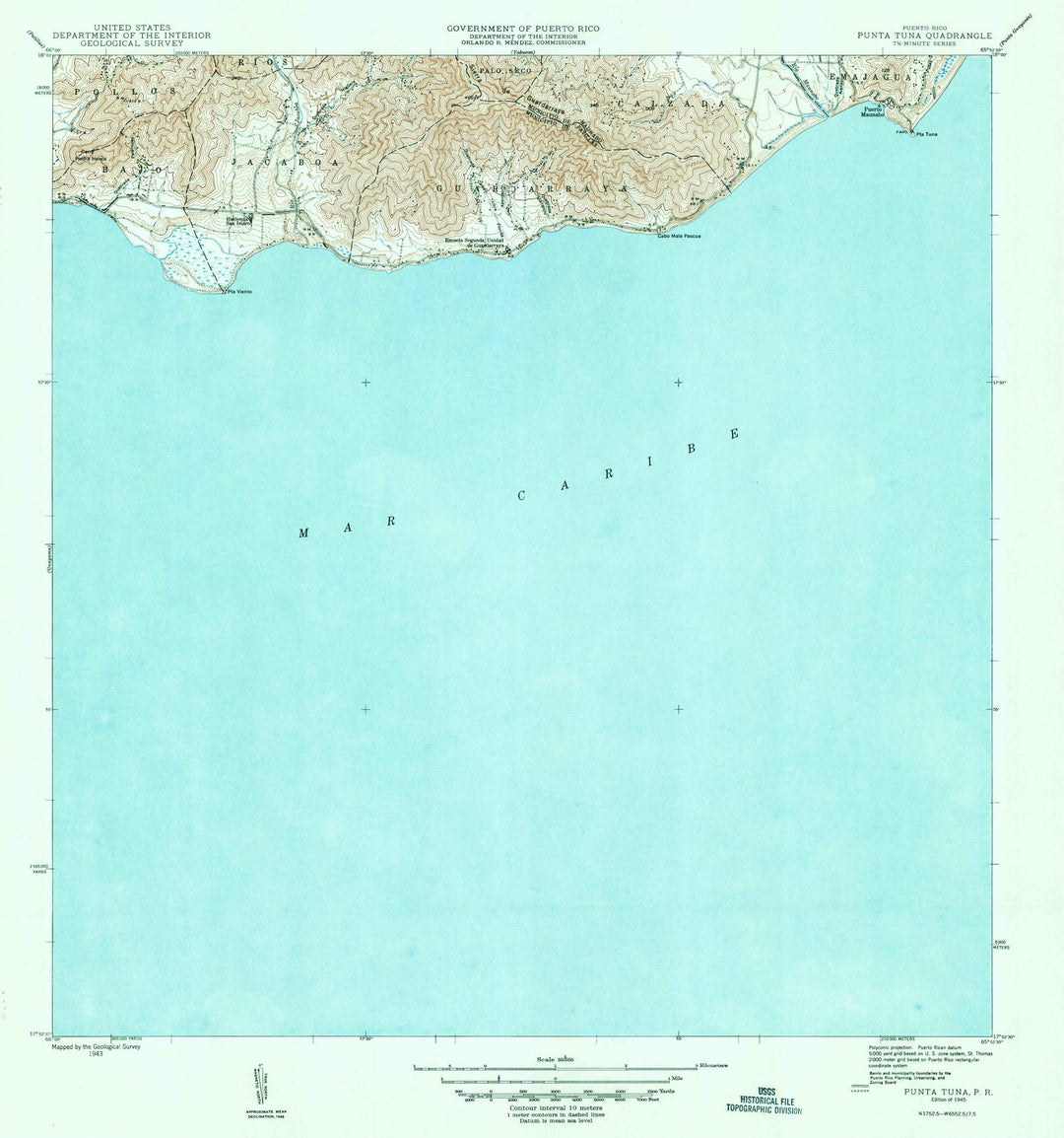 1945 Punta Tuna, PR - Puerto Rico - USGS Topographic Map