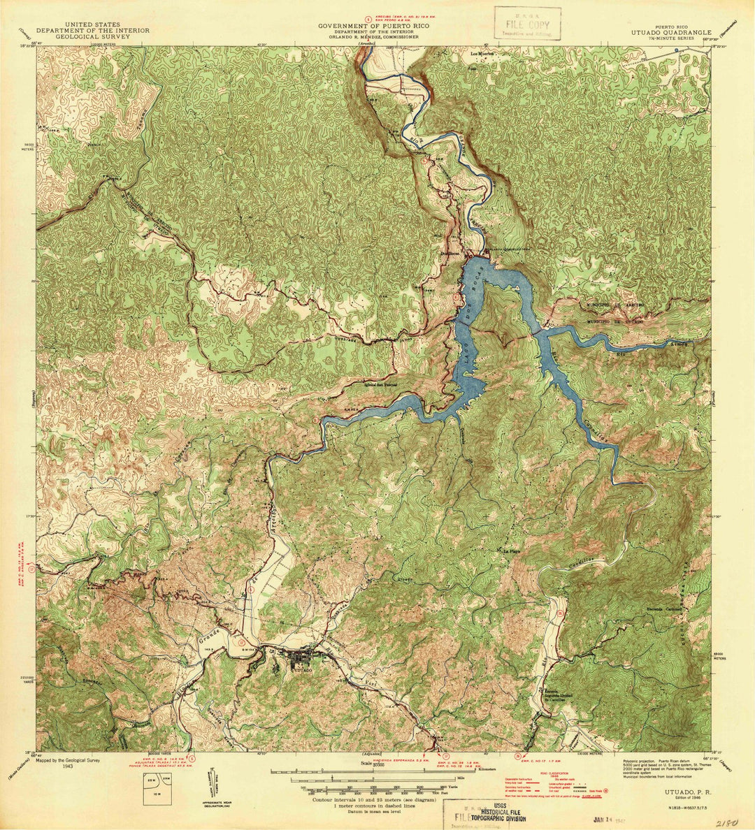 1946 Utuado, PR - Puerto Rico - USGS Topographic Map