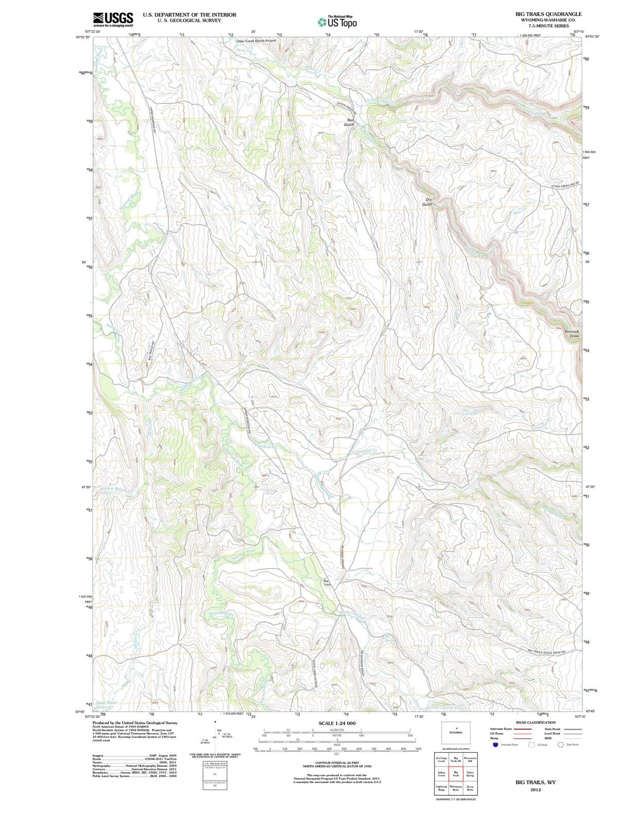 2012 Big Trails, WY - Wyoming - USGS Topographic Map