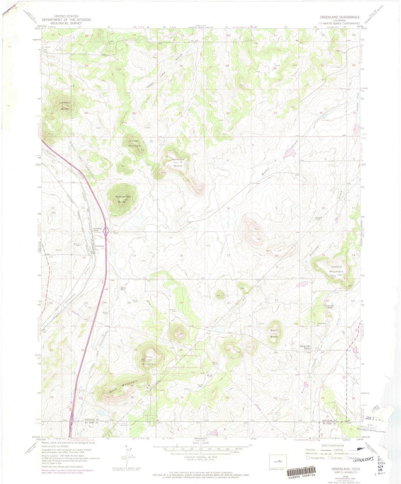 1954 Greenland, CO - Colorado - USGS Topographic Map