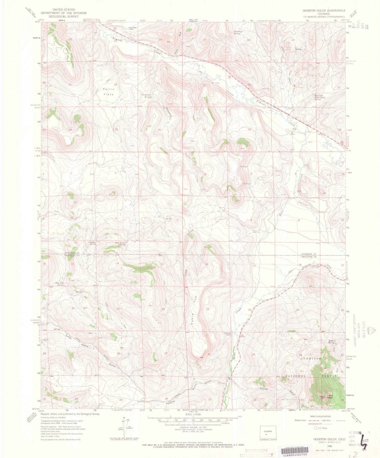 1962 Houston Gulch, CO - Colorado - USGS Topographic Map