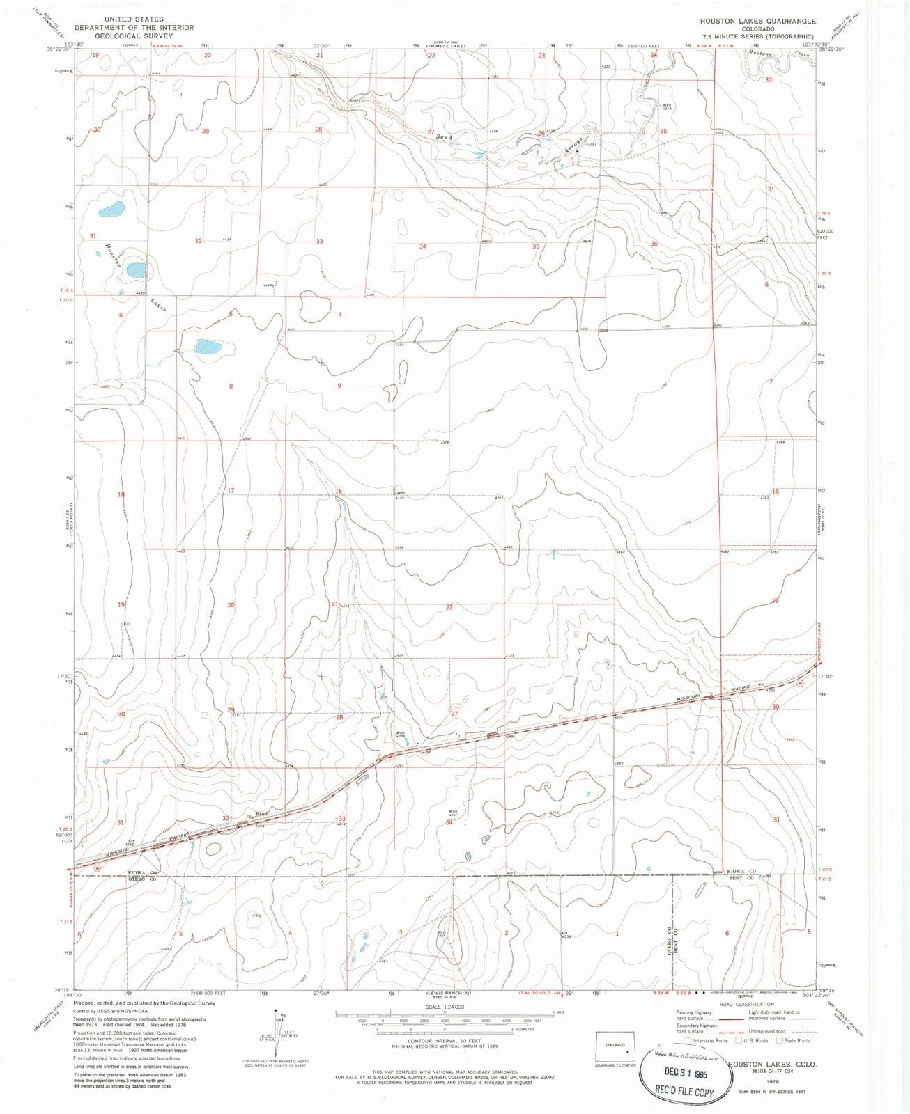 1978 Houston Lakes, CO - Colorado - USGS Topographic Map