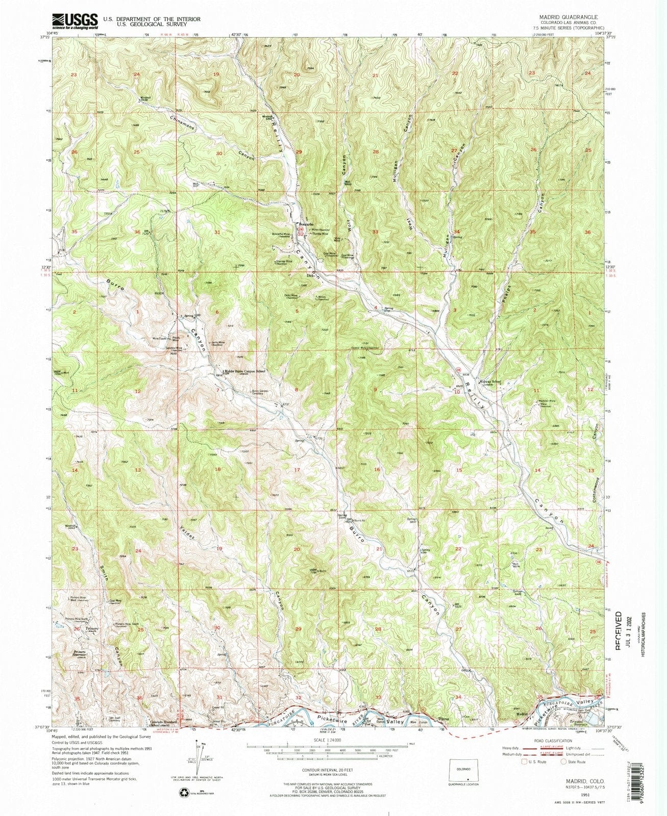 1951 Madrid, CO - Colorado - USGS Topographic Map