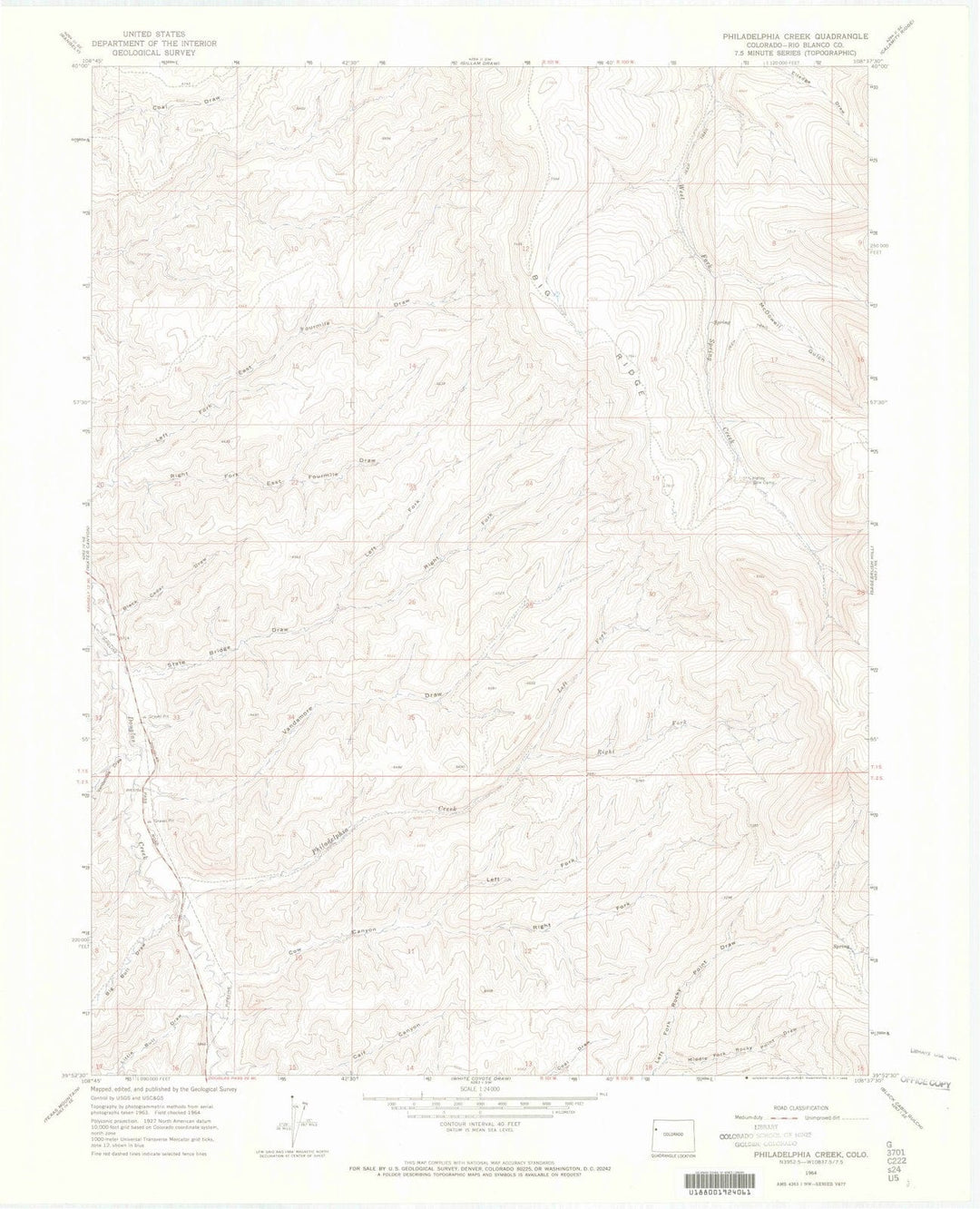 1964 Philadelphia Creek, CO - Colorado - USGS Topographic Map